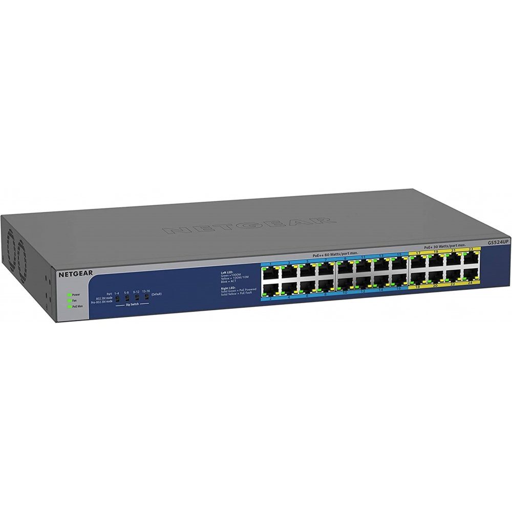 NETGEAR Netgear GS524UP, Switch NetzwerkSwitch, 24 Ports Netzwerk Switch