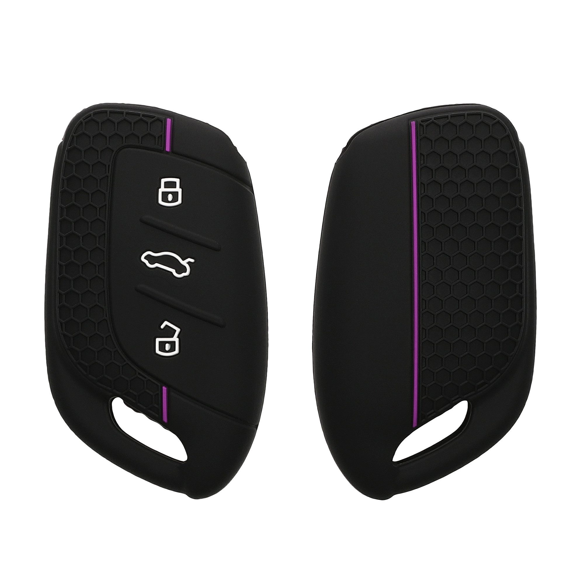 kwmobile Schlüsseltasche Autoschlüssel Silikon Hülle für MG 3-Tasten ZS MG4 MG5 MG6 (1-tlg), Schlüsselhülle aus Silikon - in Schwarz Violett