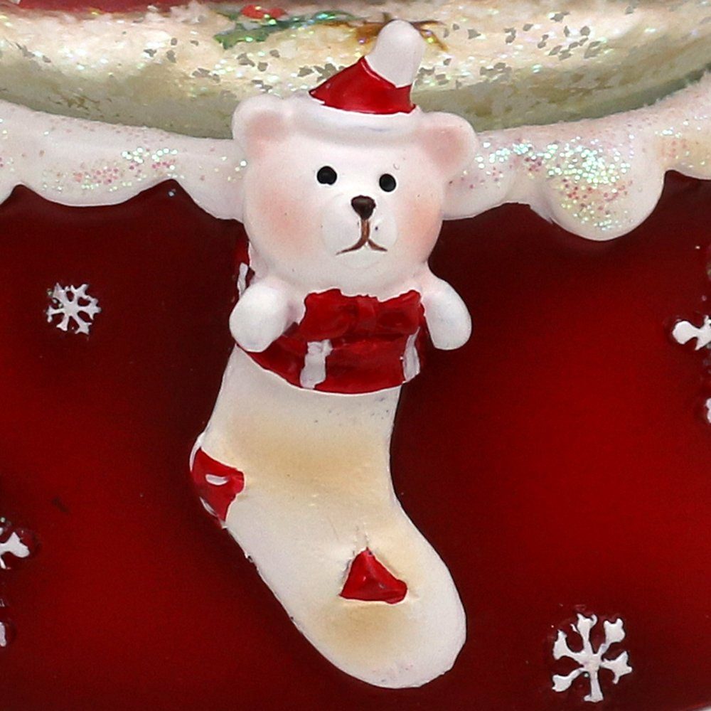 Dekohelden24 Schneekugel Schneekugel, Schneemann mit Kind, rot weiß, Maße H/B/Ø Kugel: ca. 8,5 (1 St)