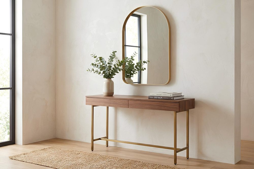 riess-ambiente Wandspiegel ARCA 90cm gold – Aluminium, Bogenform, Accessoire (Einzelartikel, 1-St), Spiegel für mehr Licht & Weite – ideal für Wohn- oder Schlafzimmer