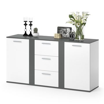 Vicco Kommode Sideboard Highboard NOVELLI 2D3S Anthrazit / Weiß