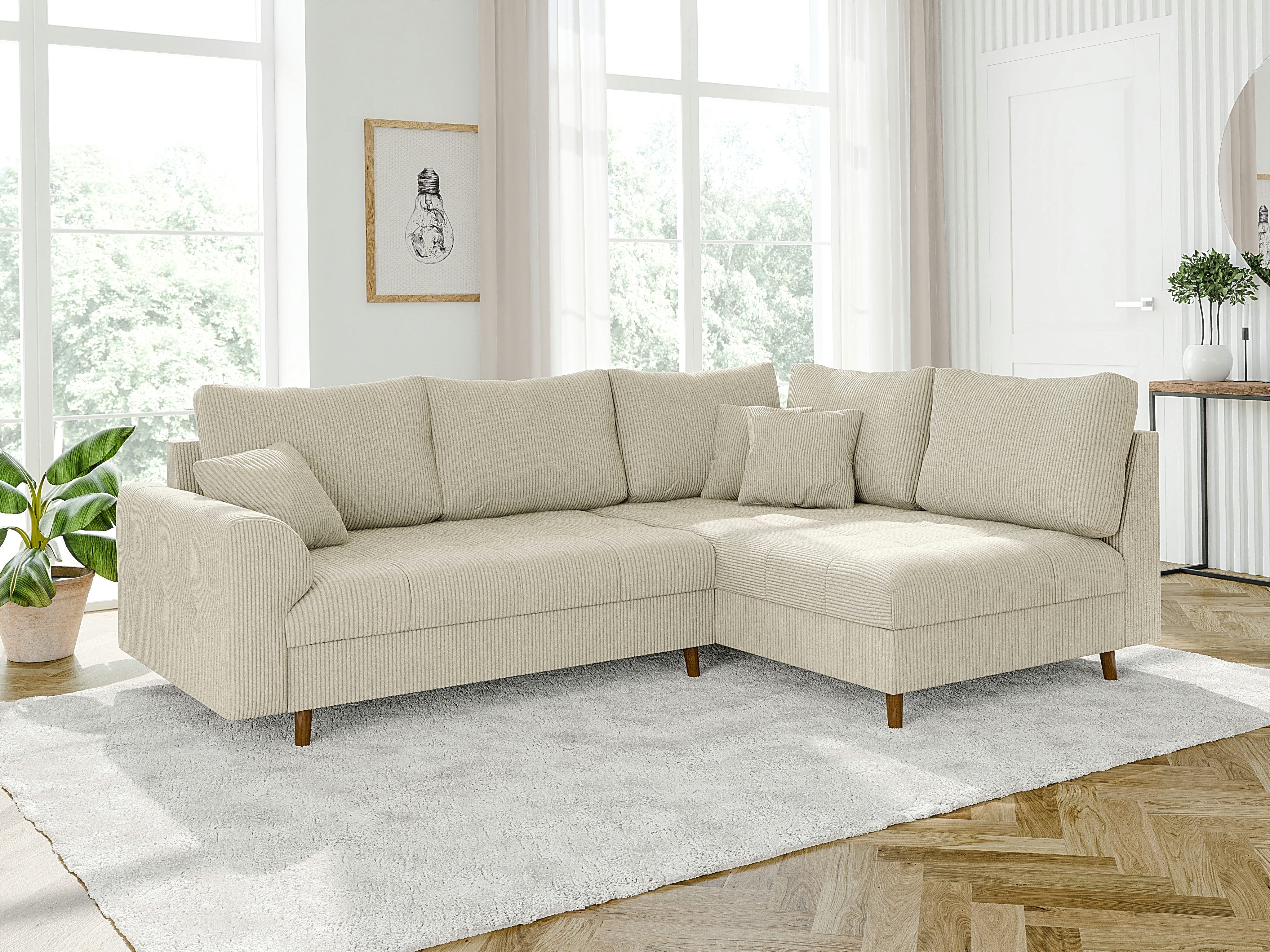 S-Style Möbel Ecksofa Zara mit Braun Holzfüßen im skandinavischen Stil aus günstig online kaufen