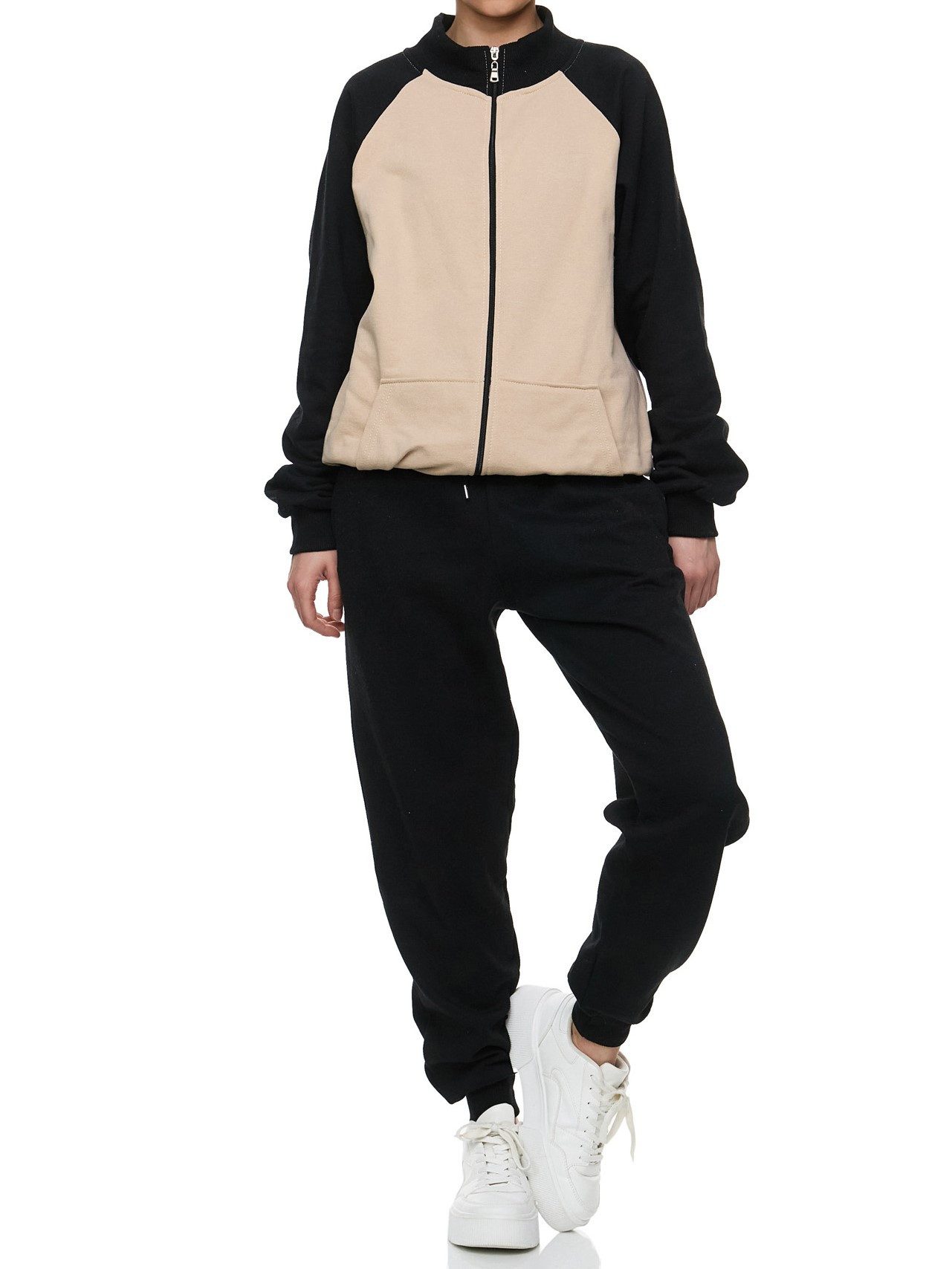 L.gonline Freizeitanzug Damen Trainingsanzug, Freizeitanzug ohne Kapuze 500A (2-tlg., im modischem Design), Fitness Freizeit Casual