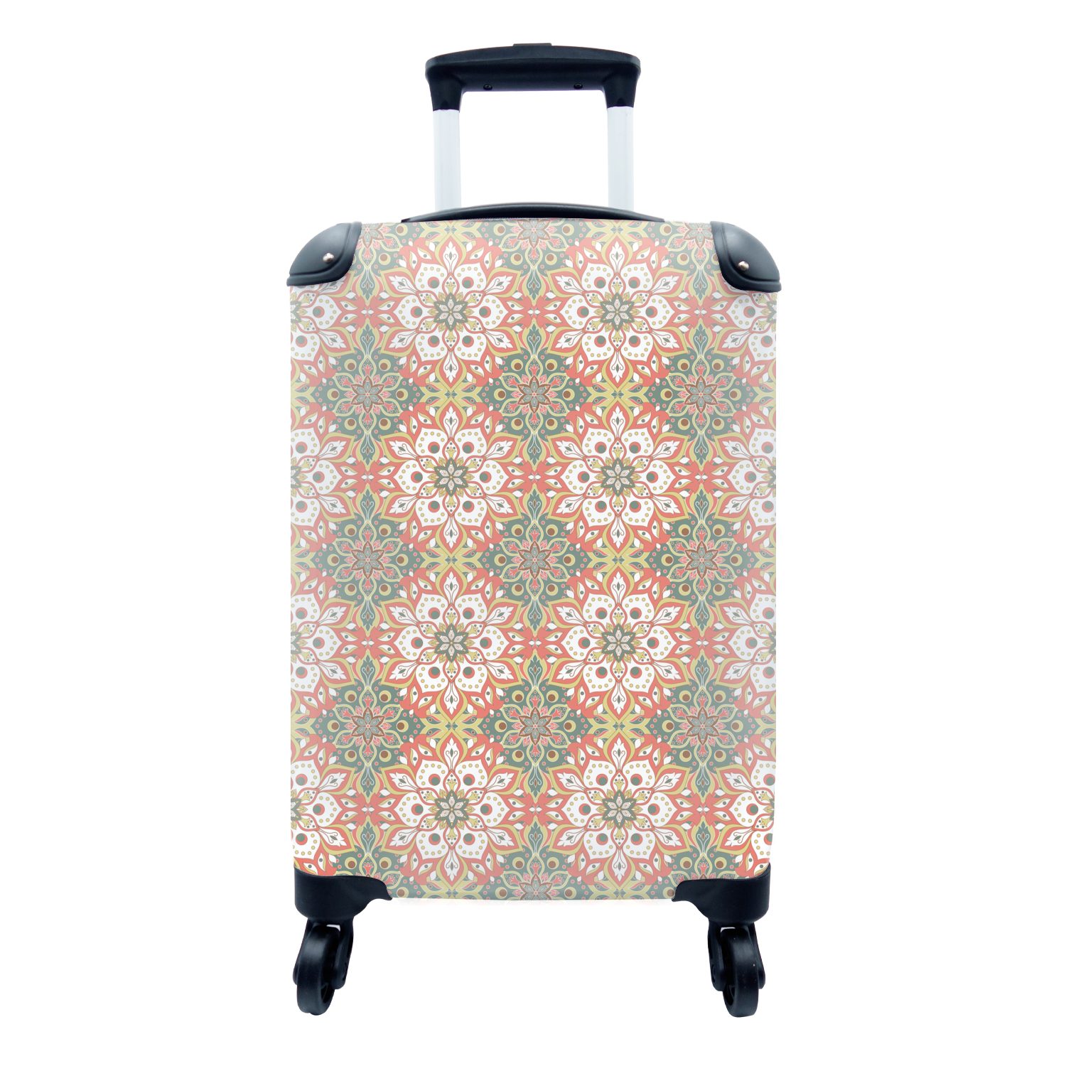 Ferien, Trolley, Vintage Blumen mit Reisetasche - MuchoWow Mandala Muster, - Rollen, Handgepäck 4 - Handgepäckkoffer für Reisekoffer rollen,