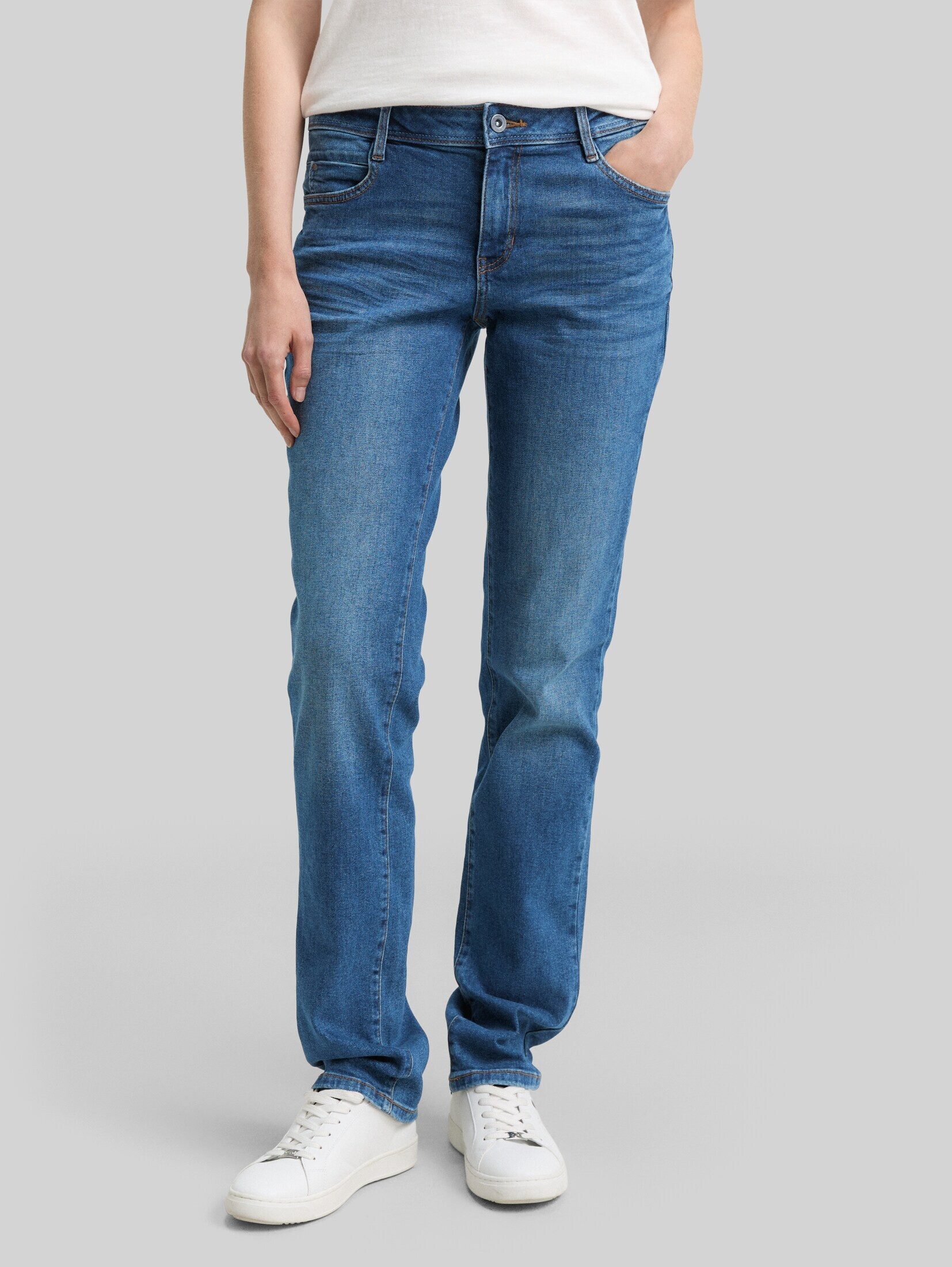 TOM TAILOR Straight-Jeans Jeanshosen TTLIVA STRAIGHT Jeans mit Stretch