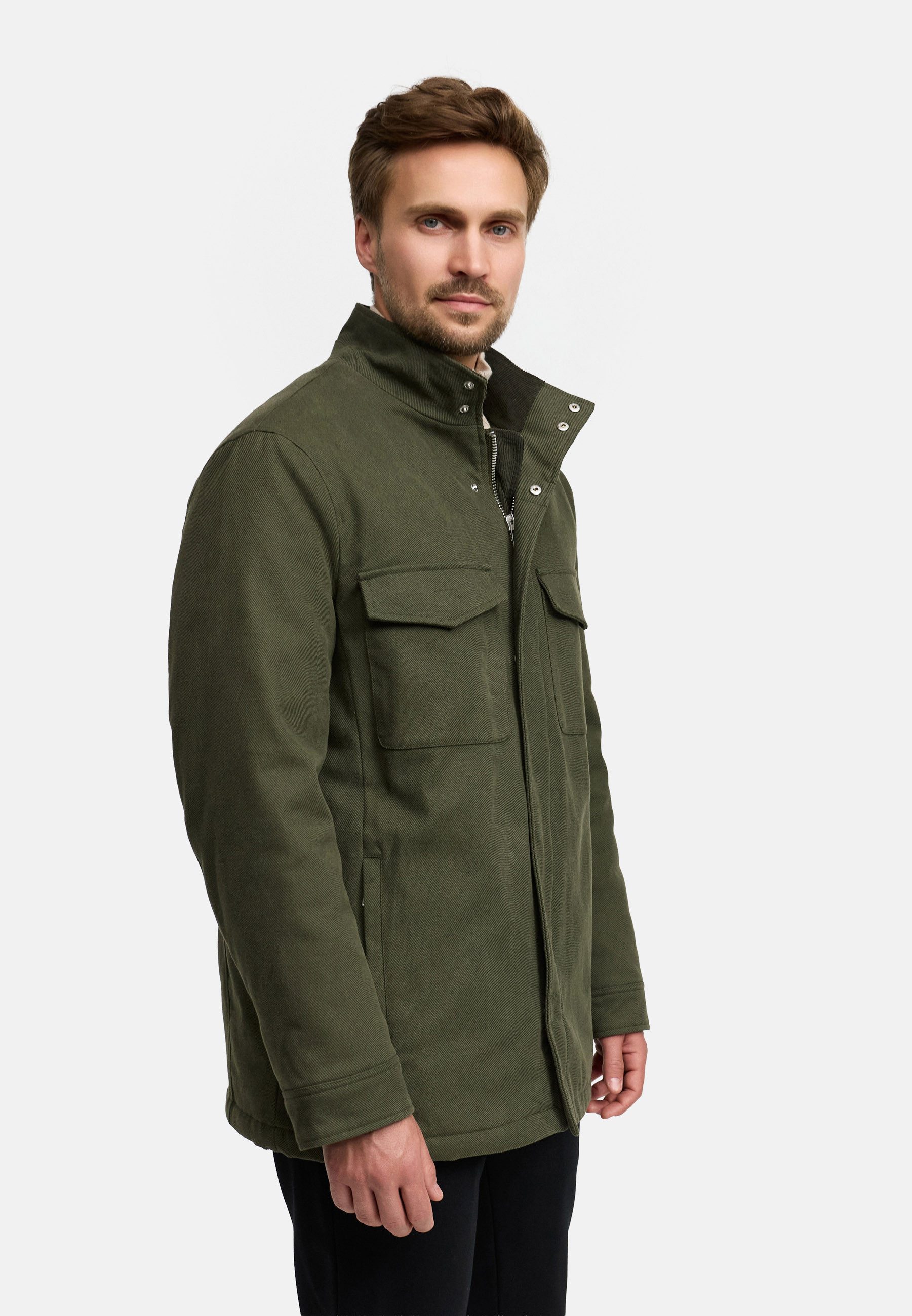 Jeff Sommerjacke Herren JFAntoine Wintermantel Herrenmantel aus strapazierfähigem Baumwoll-Twill mit Stehkragen