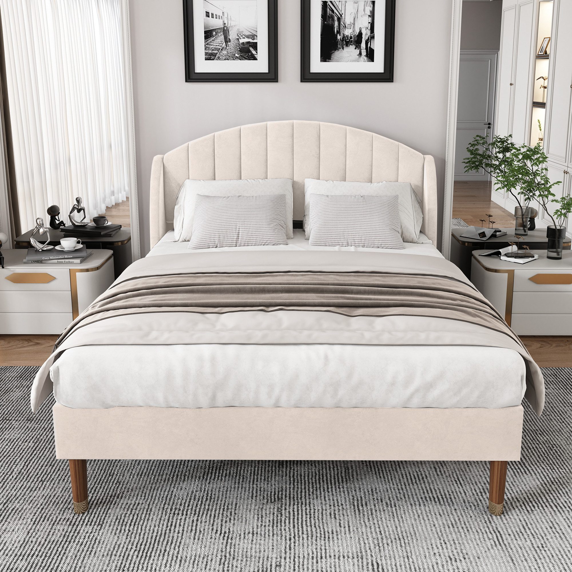 STILVORA Polsterbett 160×200 Bettgestell Jugendbett mit Lattenrost und Kopf günstig online kaufen