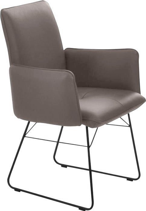 K+W Komfort & Wohnen Armlehnstuhl in Steppung am Rücken, St), schwarz, im Metall Griff Sitz sattel (1 Drahtkufengestell