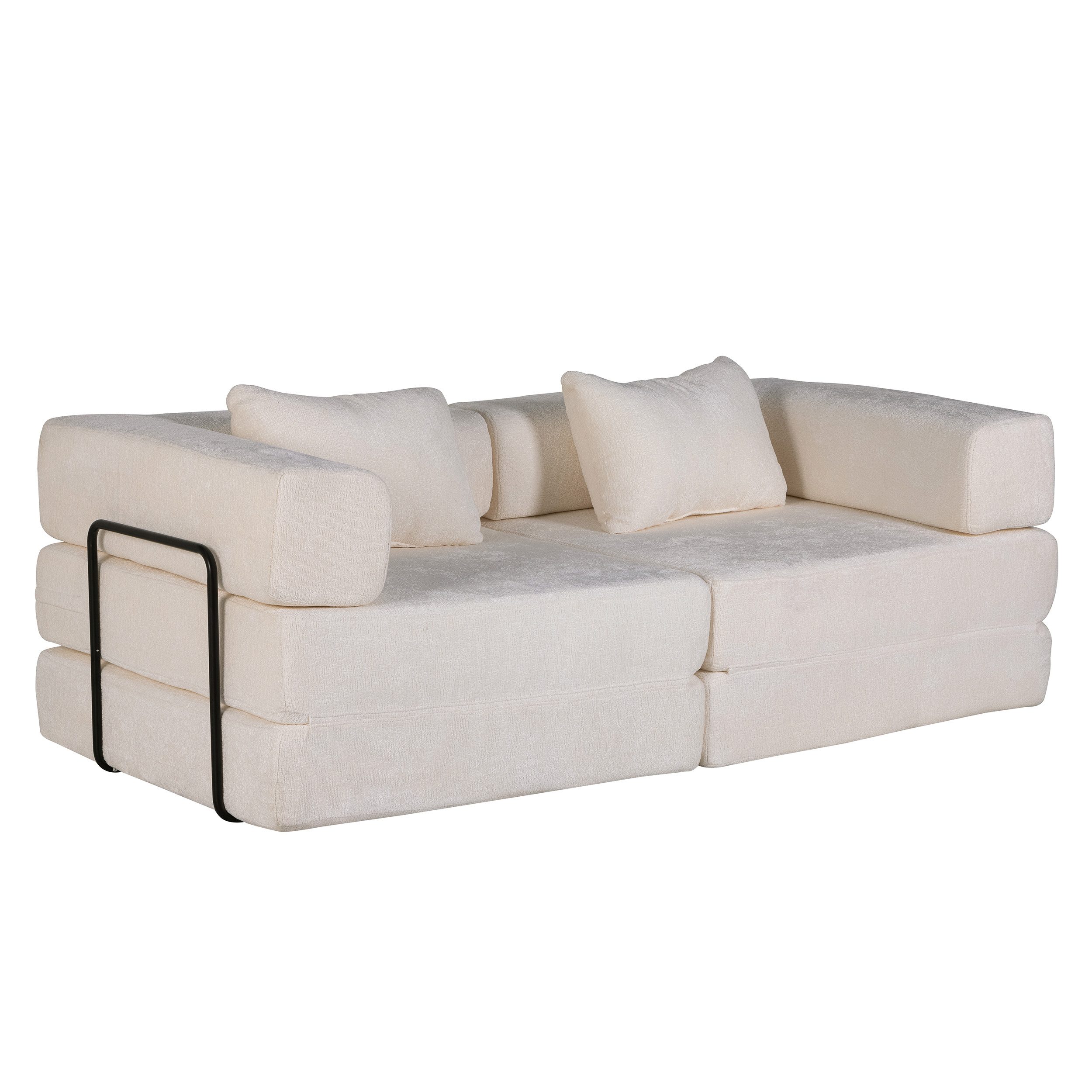 Leawin Sofa Modulares faltbares Schlafsofa, Chenille Sofa, platzsparend & m günstig online kaufen