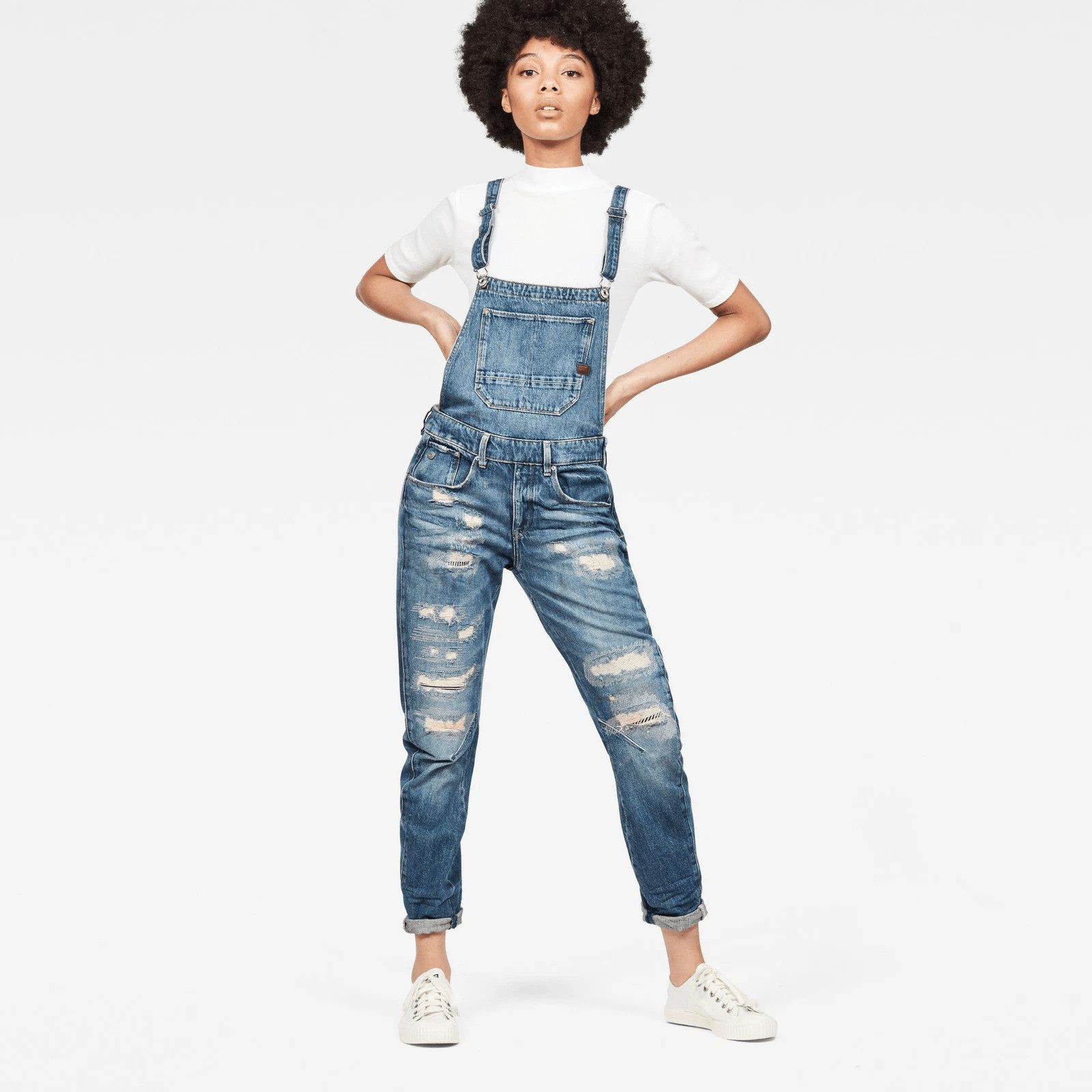 G-STAR Jumpsuit Damen Arc 3D Mid Bf Overall GS Restored Medium Aged Größe: 26 (1-tlg) Stretch-Denim, Mid waist,Verstellbare Träger
