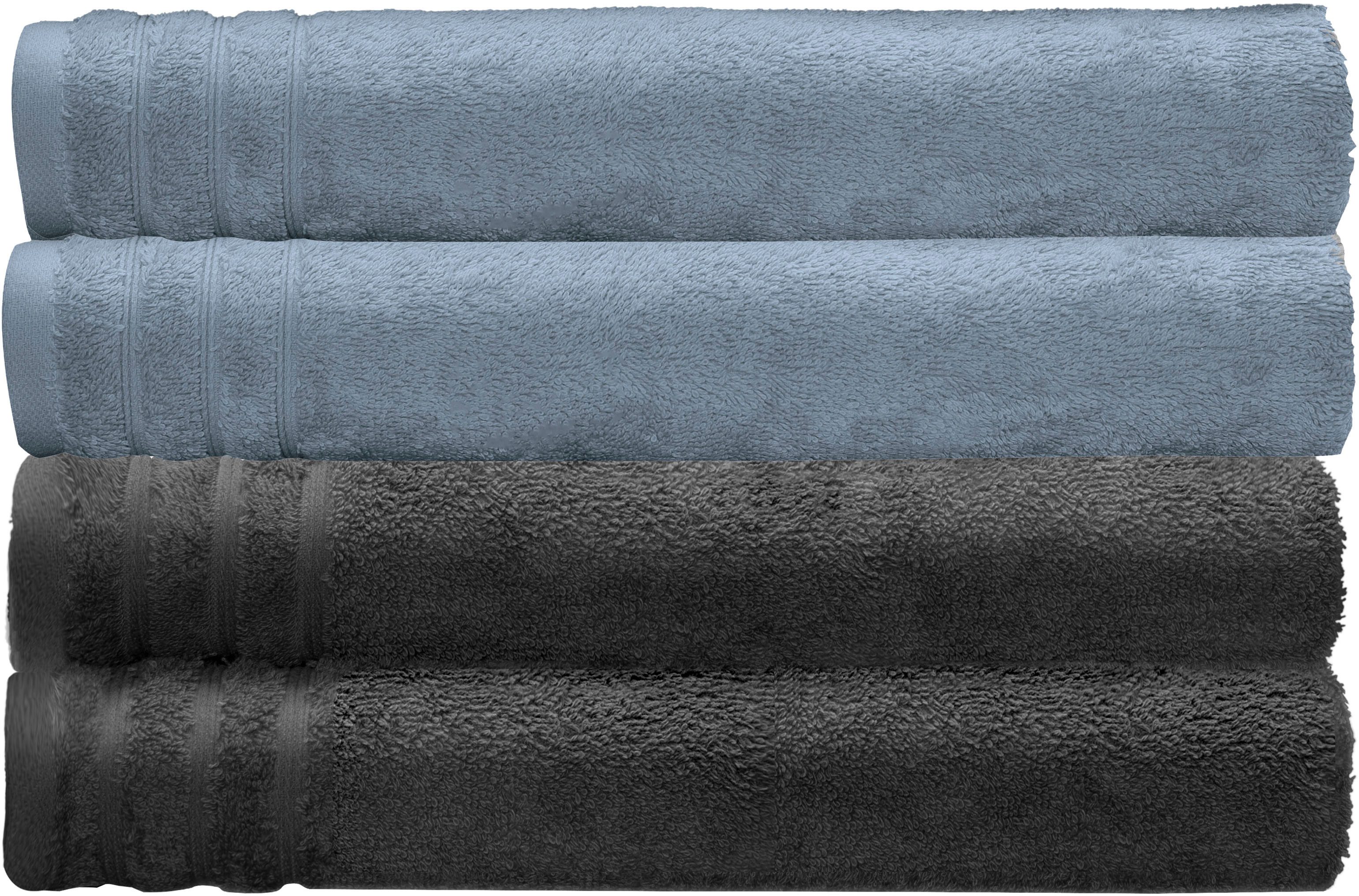 Kleine Wolke Duschtücher Royal, 2 Stück oder 4 Stück (70/140 cm), Frottier (Set, 4-St), Uni Farben, mit Bordüre, weich, in verschiedenen Sets erhältlich