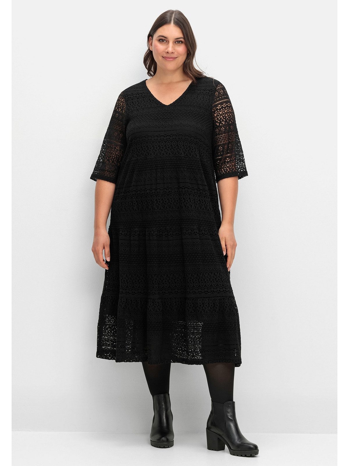 Sheego Spitzenkleid Große Größen mit blickdichtem Futter