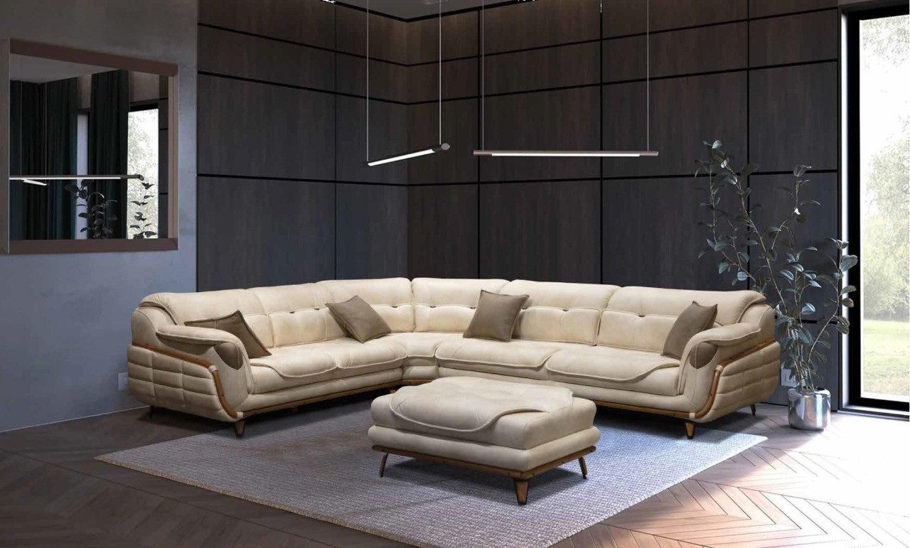 Xlmoebel Ecksofa Luxus L-Form Sofa aus hochwertigem Textil für stilvolles Wohnen, Hergestellt in Europa