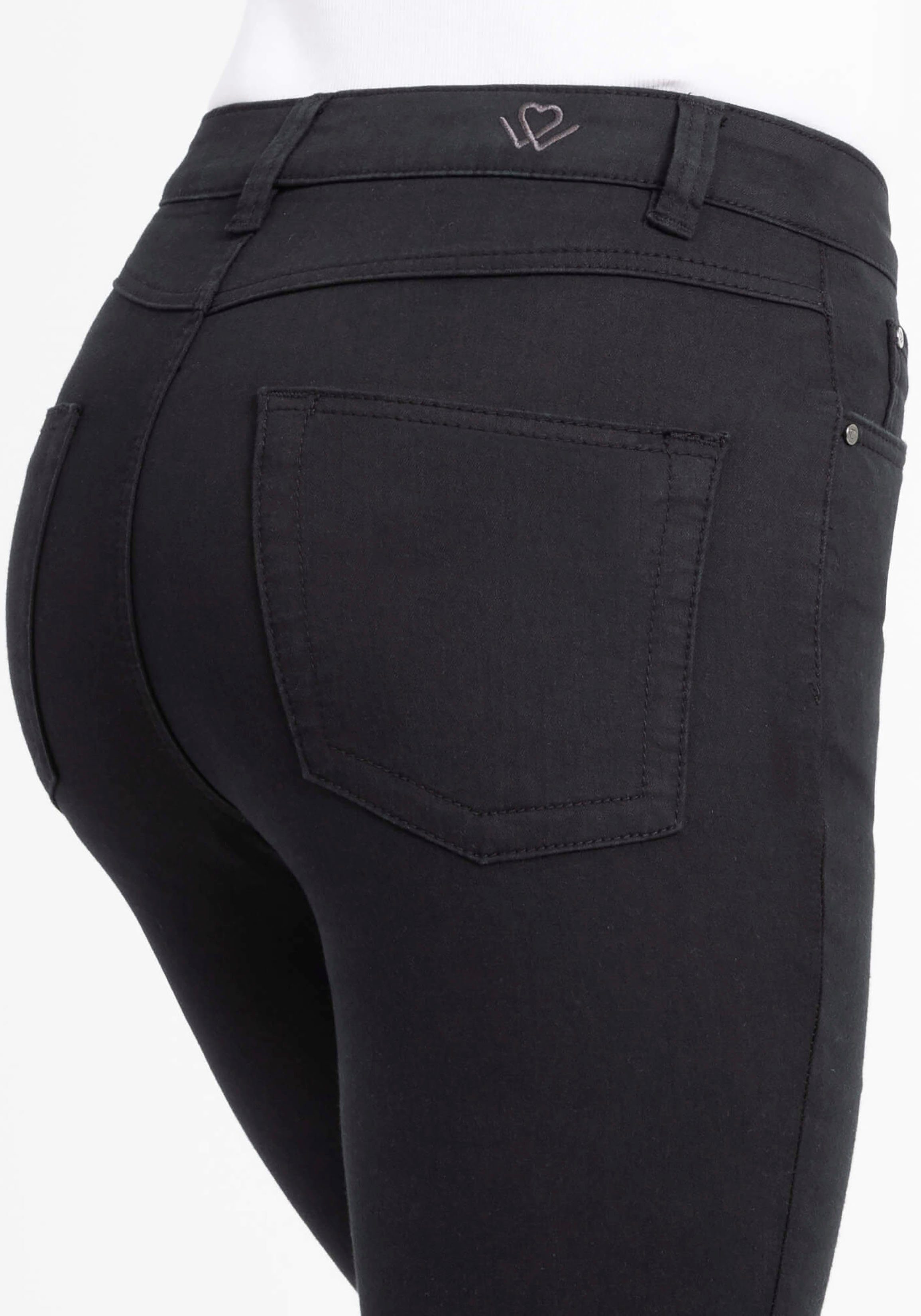High Bein Hoch WH72 Waist wonderjeans mit geschnitten verkürztem High-waist-Jeans leicht black-black