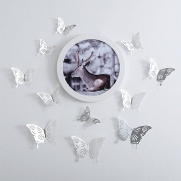 Dedom 3D-Wandtattoo 3D-Schmetterlings-Wandaufkleber,Wanddekoration Metalltextur (12 St)