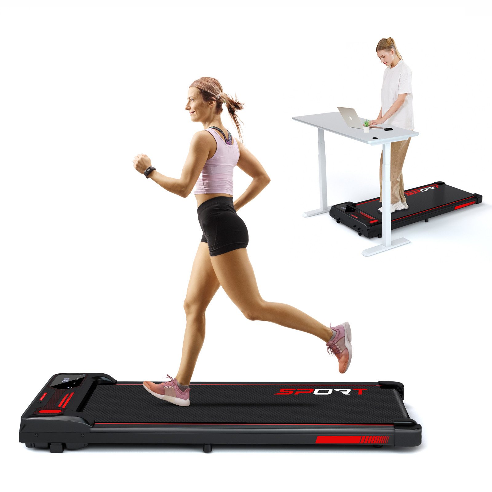 Laufband für Zuhause und Büro 2 in 1, 1-6 km/h mit Fernbedienung