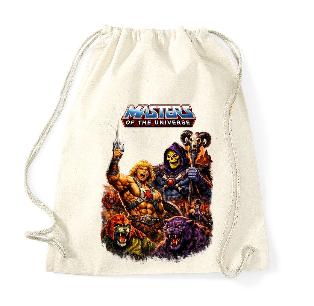 Blondie & Brownie Turnbeutel Turnbeutel He Man Retro 80s Krieger Totenschädel Motiv Tasche (Einzelbeutel, Einzelartikel), Eternia Retro Krieger Beutel Edition