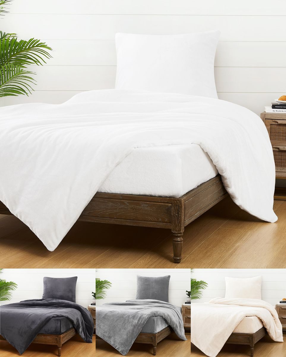 JACK Bettwäsche JACK Teddy Flausch 155x220cm Weiß Grau Anthrazit Blau, Micr günstig online kaufen