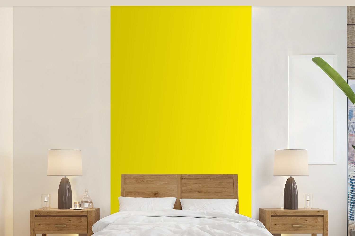 Küche, MuchoWow Farben, Wohnzimmer Matt, Zitrone Fototapete - Schlafzimmer (2 Fototapete St), für Gelb - bedruckt, Neon - Vliestapete