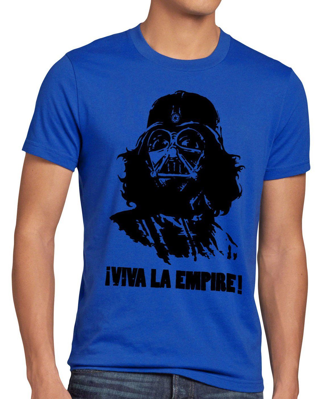 style3 Print-Shirt Herren T-Shirt Viva Imperium grau guevara meliert wars star che kuba revolution vader darth