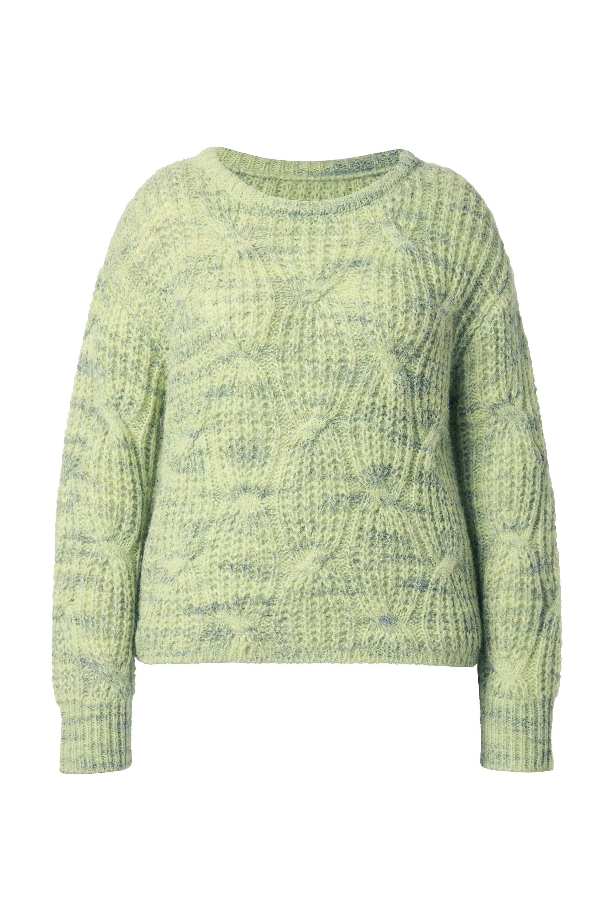 Ulla Popken Strickpullover Pullover Zopfmuster Oversized Rundhals Langarm