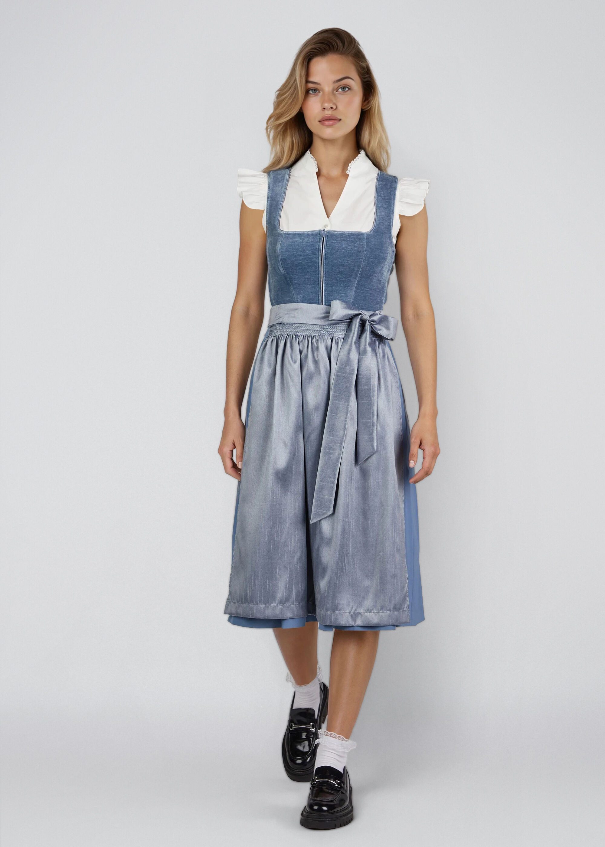 Spieth & Wensky Dirndl Havard leicht gerippter Oberteil, Reißverschluss Vor günstig online kaufen