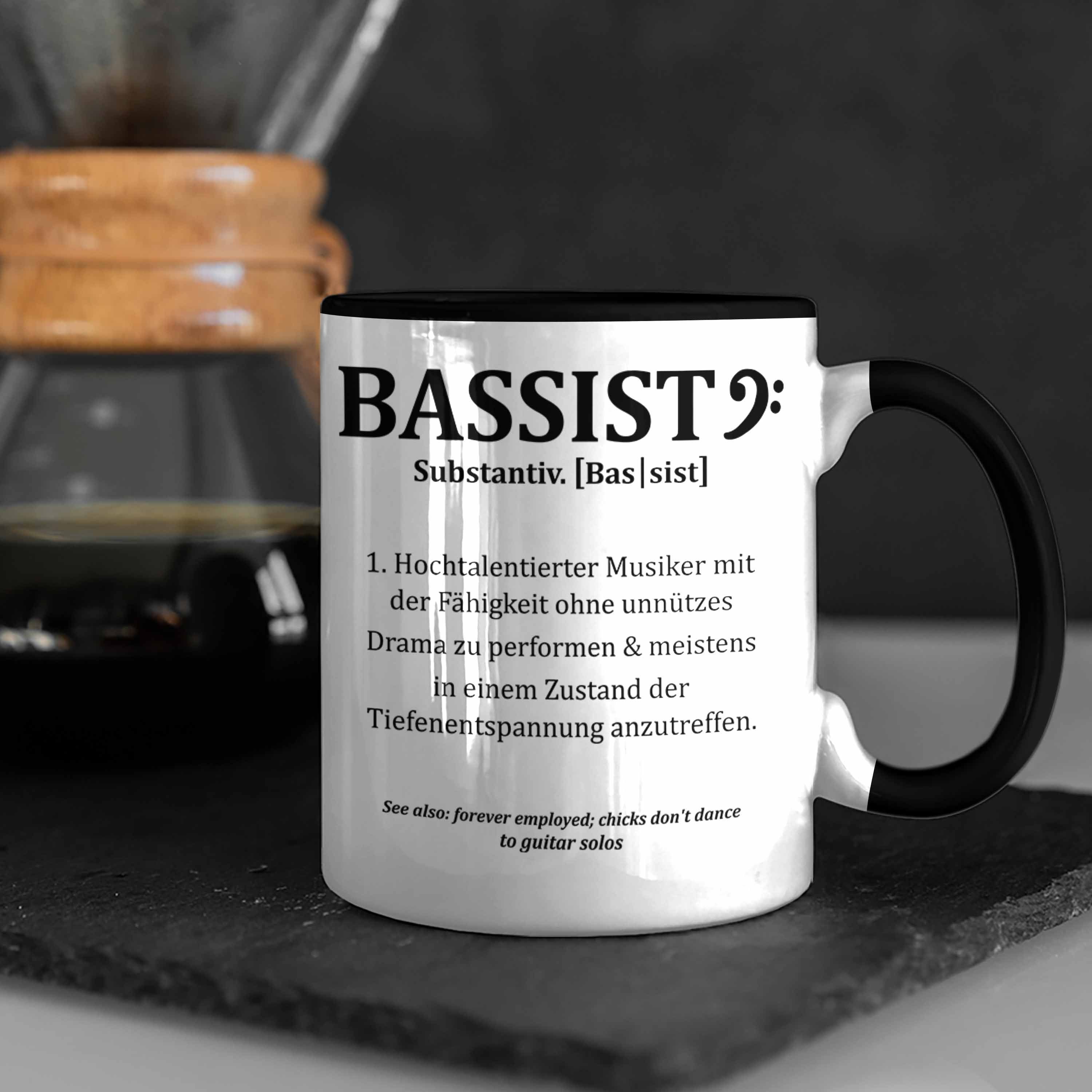 Kaffee-Becher Schwarz Bassist Bassist Bass-Spieler Tasse Trendation Tasse Geschenk Geschenkidee