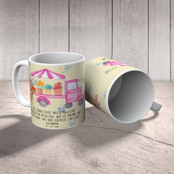 Mr. & Mrs. Panda Tasse Osterhase Blumenwagen - Blumig - Geschenk, Ostern Geschenk, Osterges, Keramik, Langlebige Designs