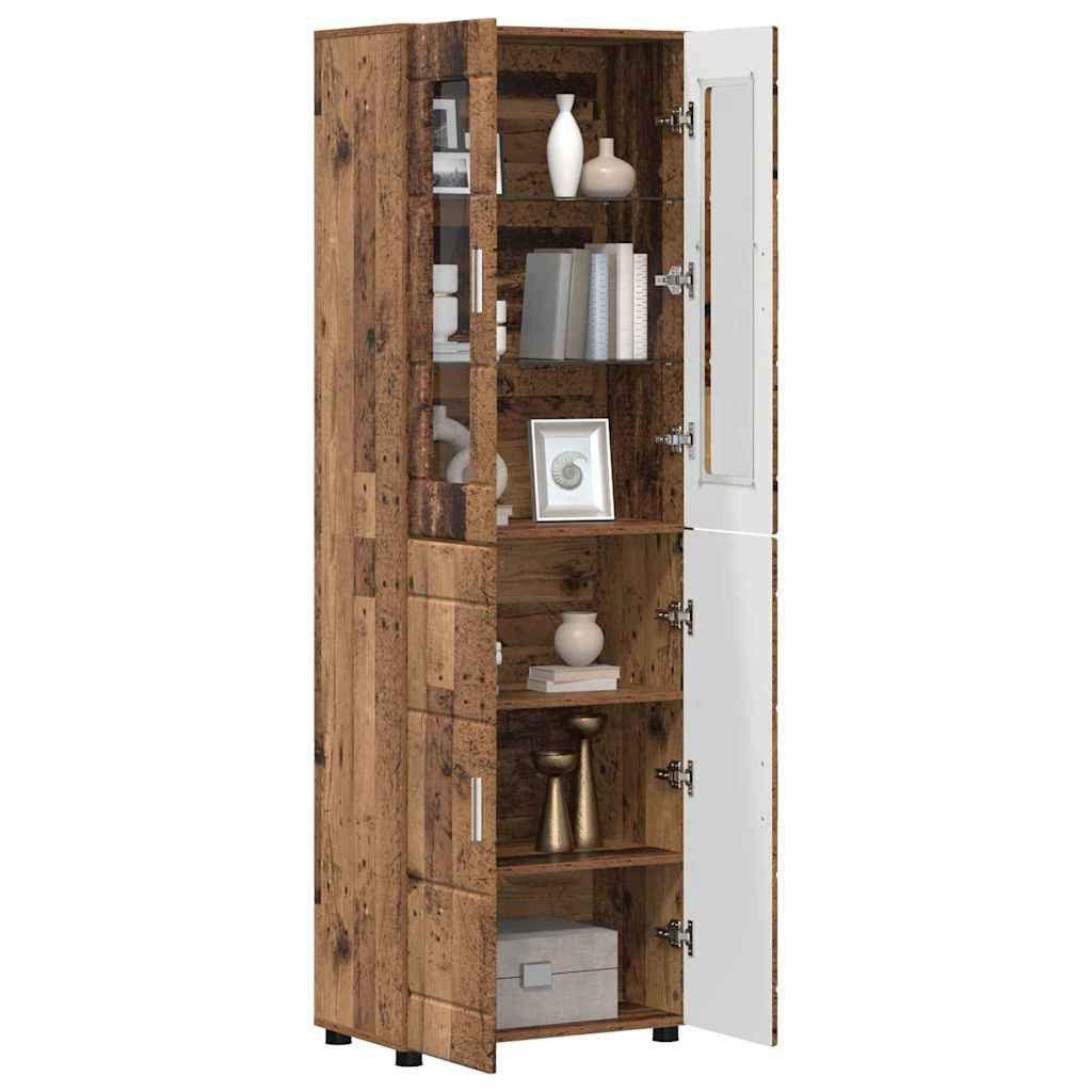 vidaXL Wohnzimmer-Set Highboard mit Tür FLORIN Altholz 60 x 35 x 182 cm Holzwerkstoff, (1-St)