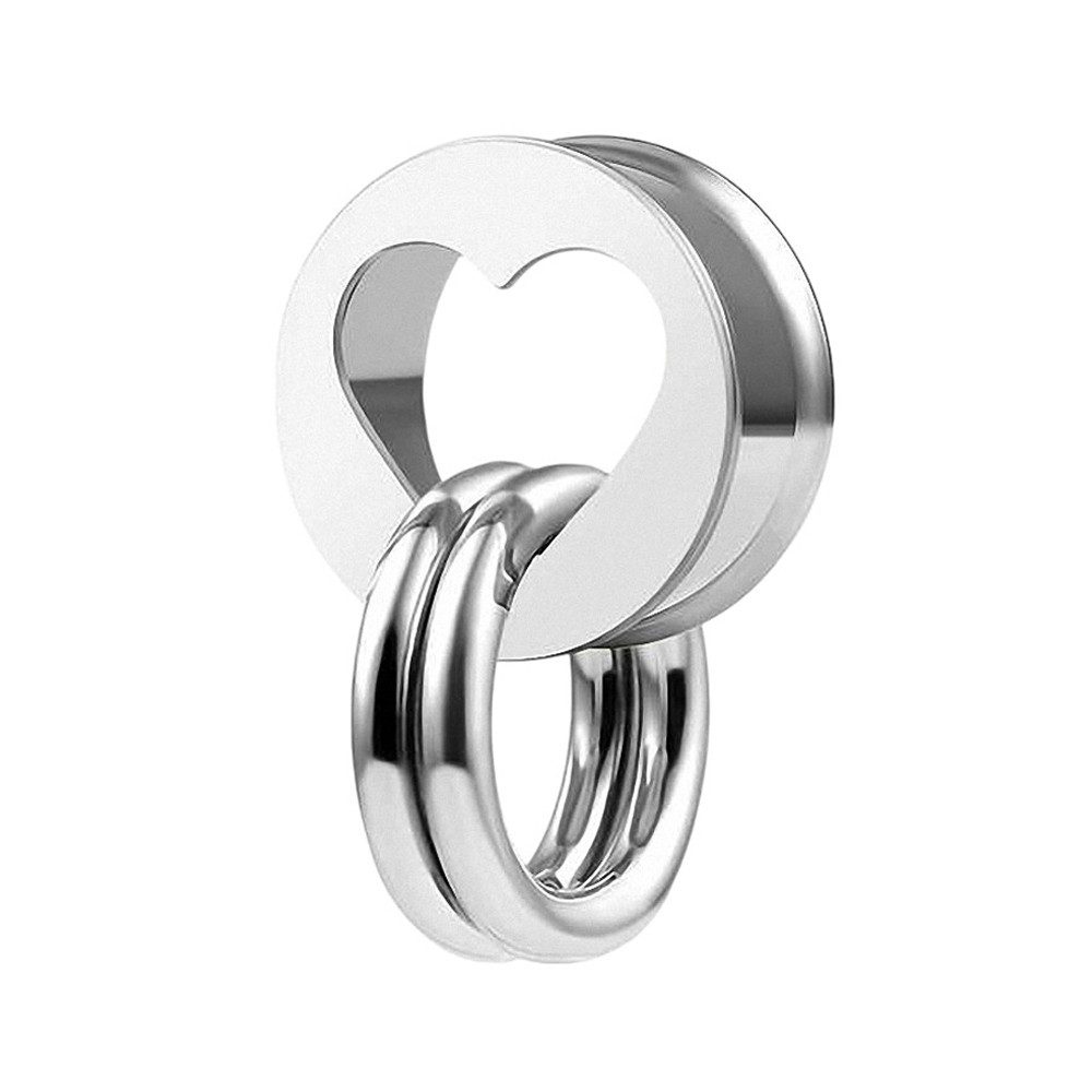 Taffstyle Plug Flesh Tunnel Herz Ohr Plug Piercing Double Flared Silber - 8 günstig online kaufen