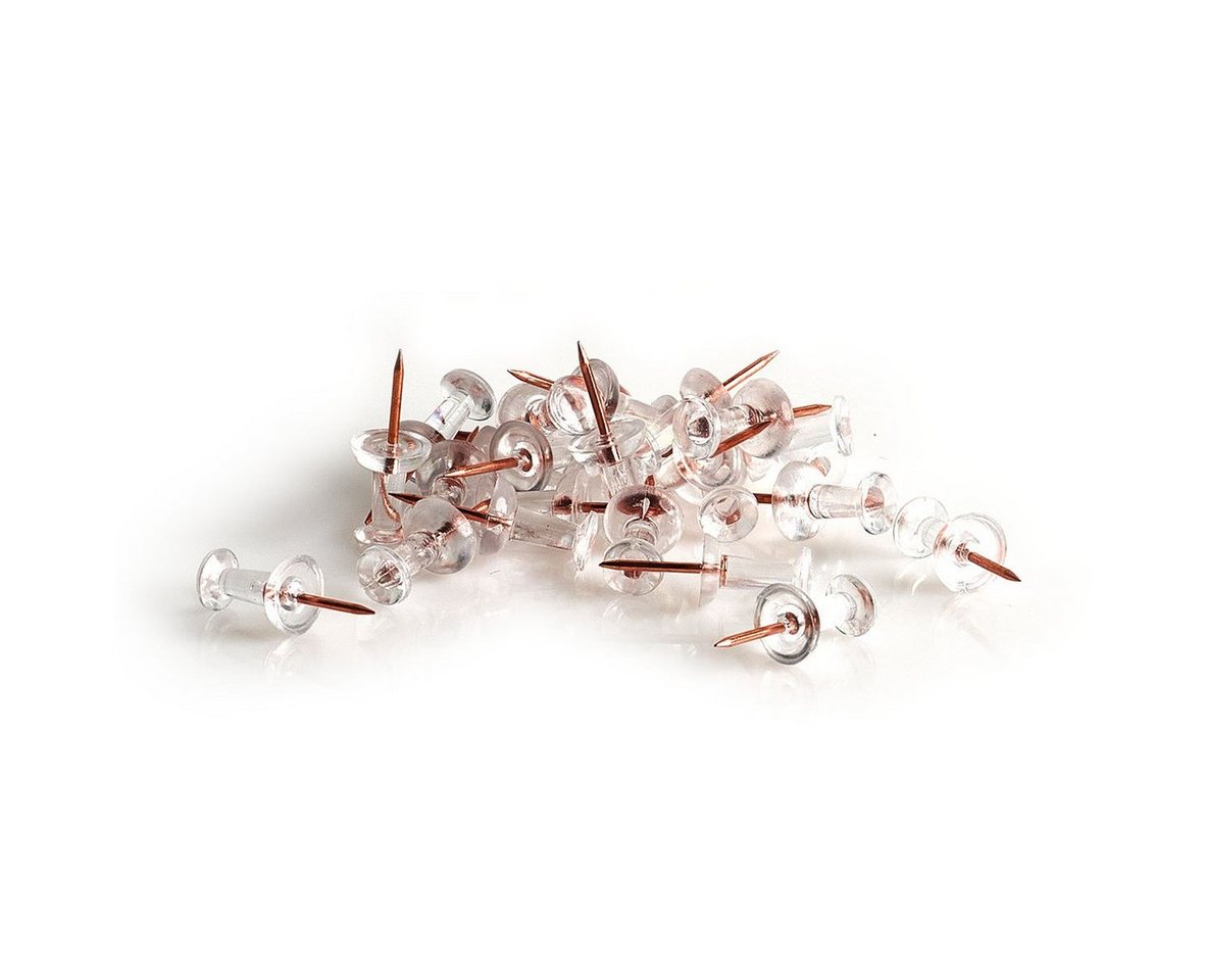 Basera® Pinnnadel Pinnwandnadeln Kegelform, Transparent mit Stahlnadel, roségold 25-teilig