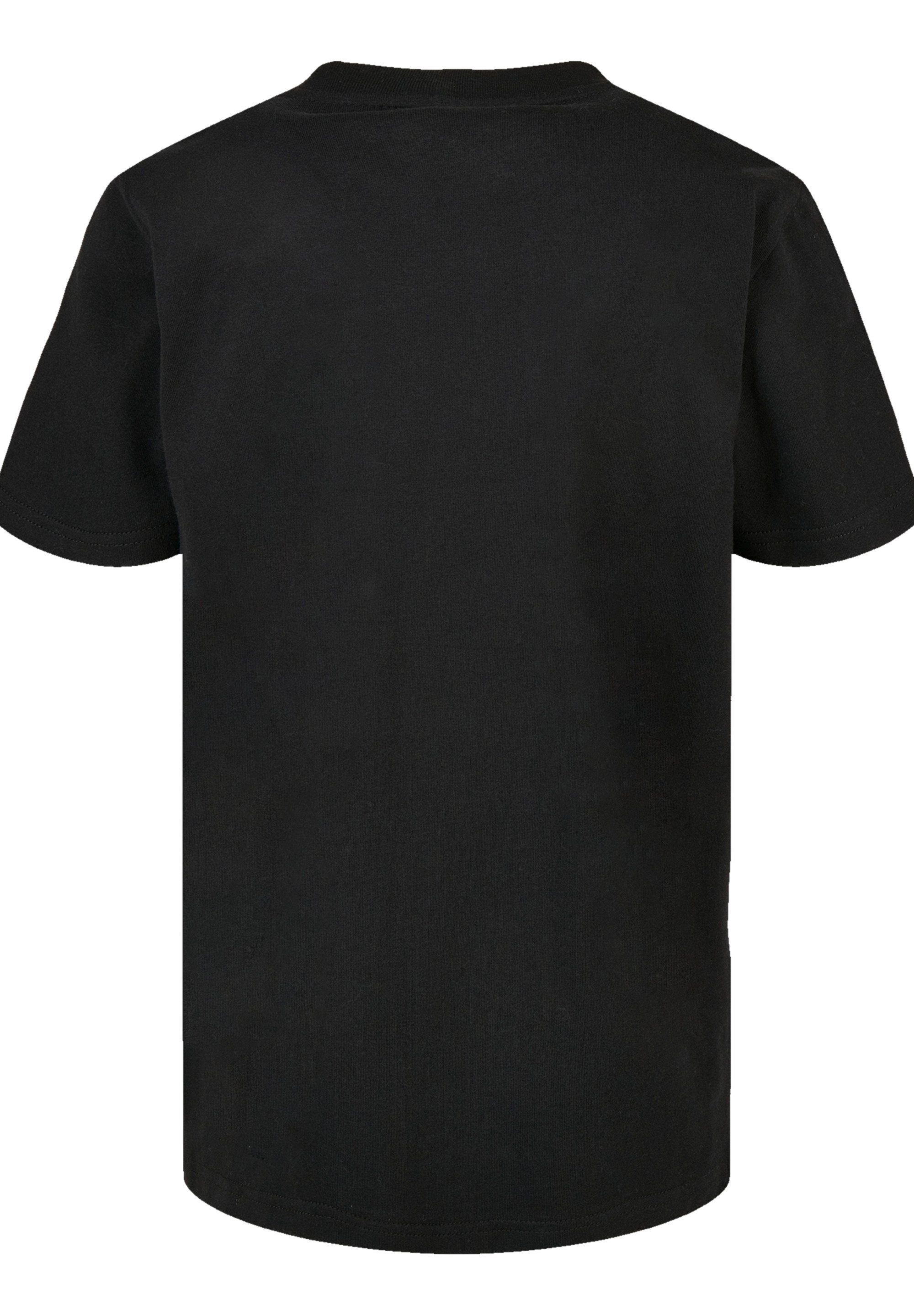 F4NT4STIC T-Shirt Black Fit Regular Wavy Black gerippten und Print, Rundhalsausschnitt mit Logo Sabbath