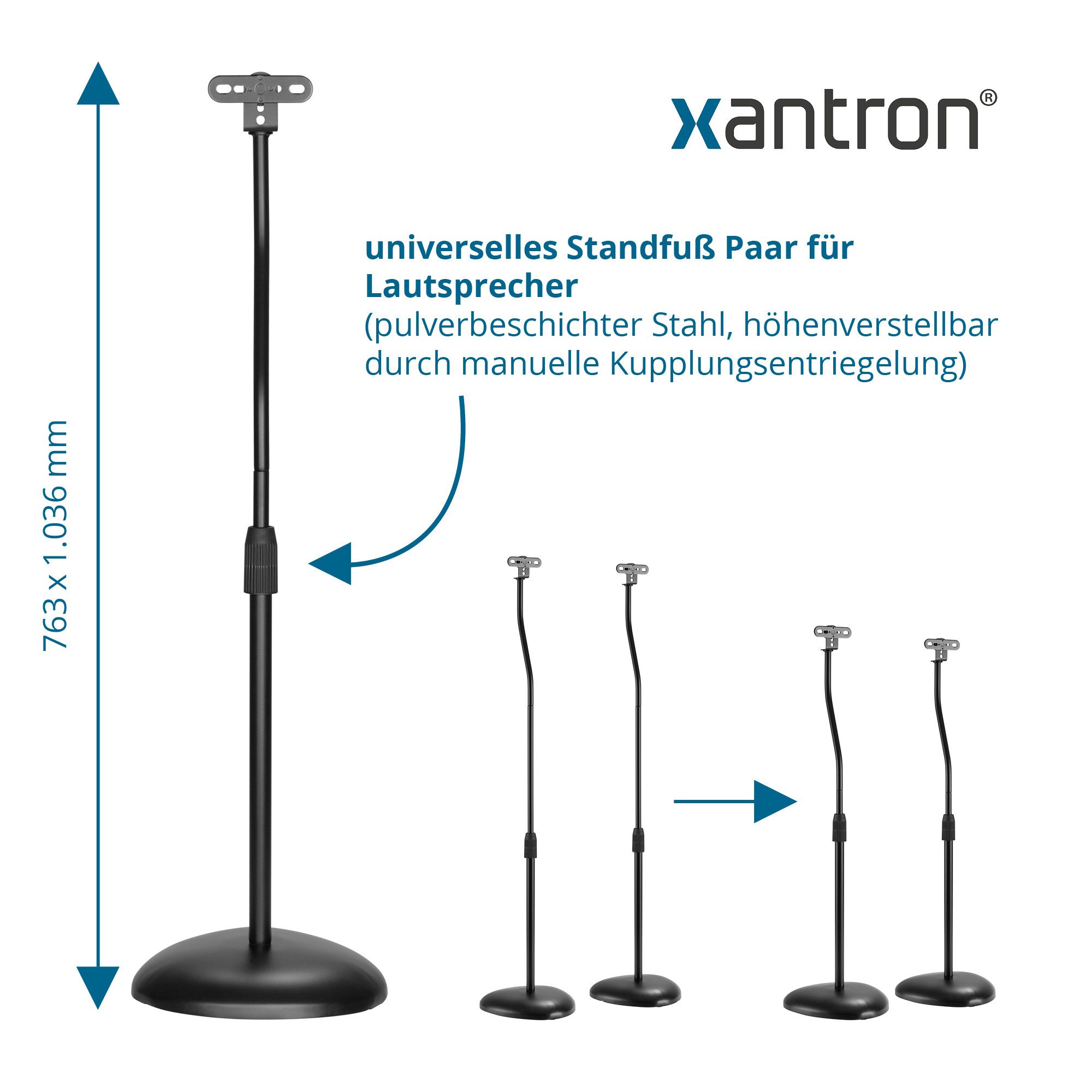 Xantron Lautsprecherständer Universelles Standfuss Paar für Lautsprecher, Xantron ECO-SS05, (diverse Lautsprecher)