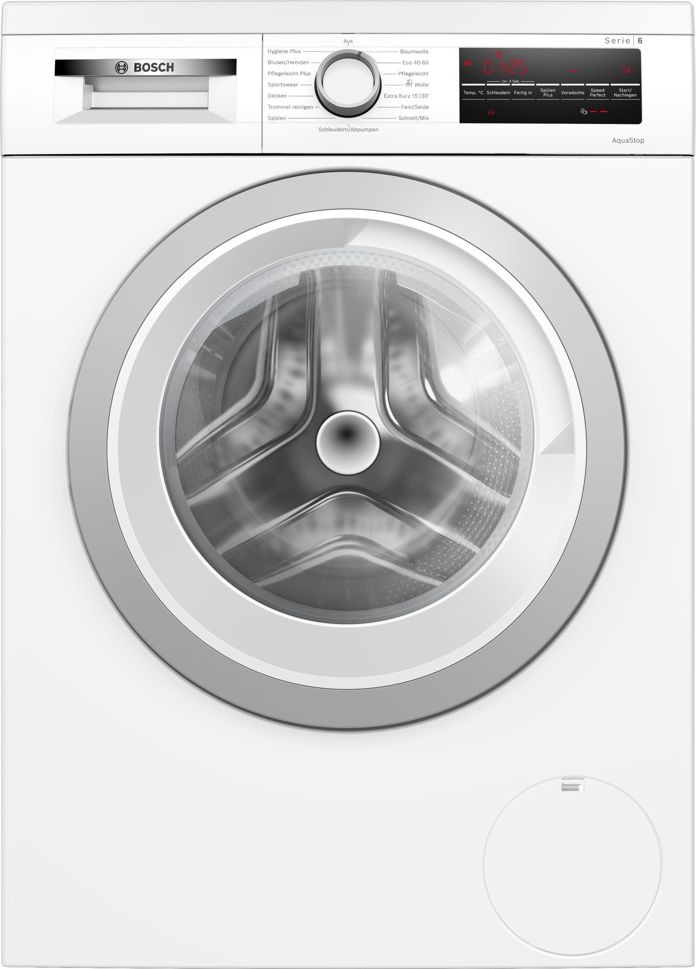 BOSCH Waschmaschine Serie 6 WUU28T42, 9 kg, 1400 U/min, Unterbaufähig, Zeitersparnis durch Speed Perfect, Großes LED-Display