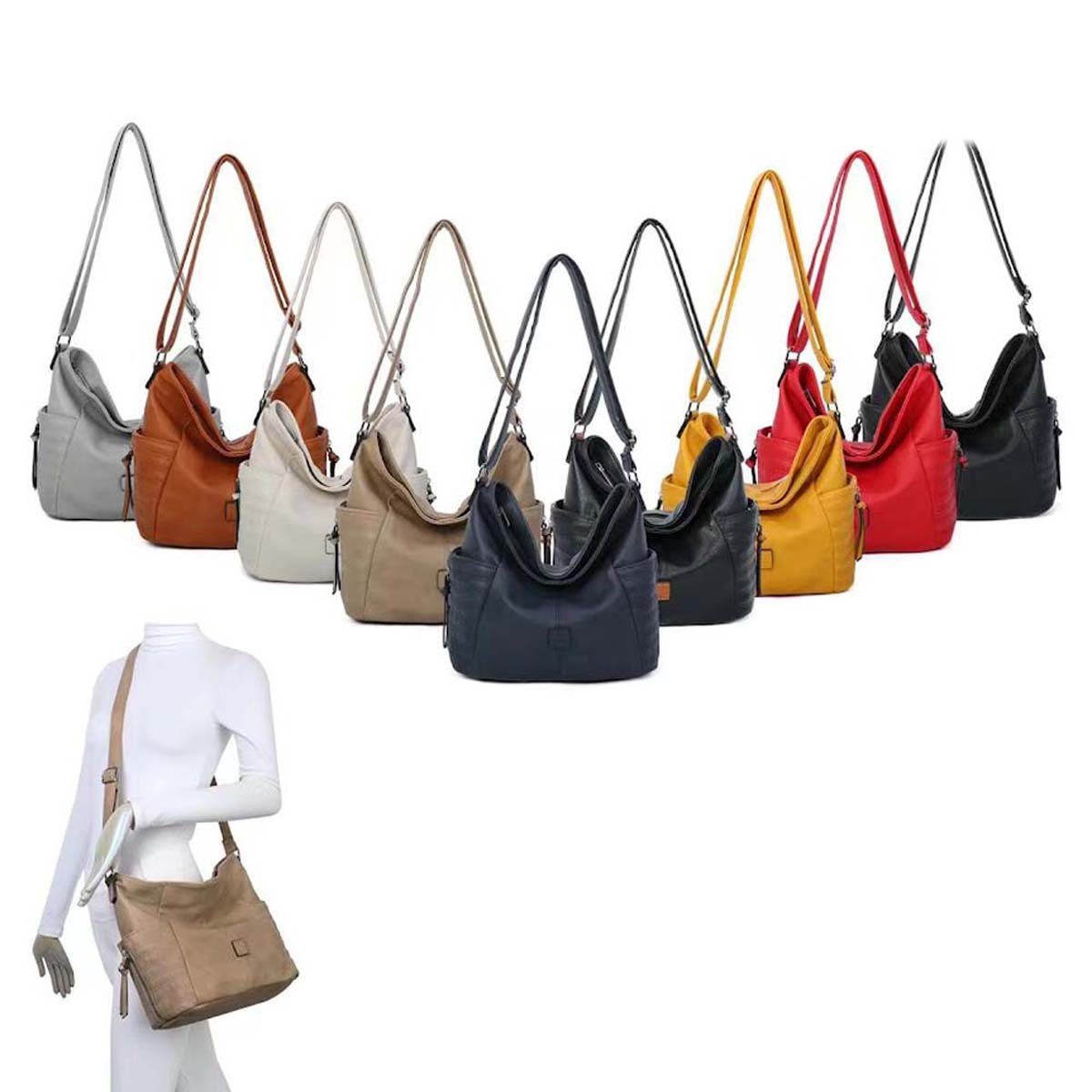 ITALYSHOP24 Schultertasche Damen Tasche Shopper CrossOver, als Handtasche, günstig online kaufen