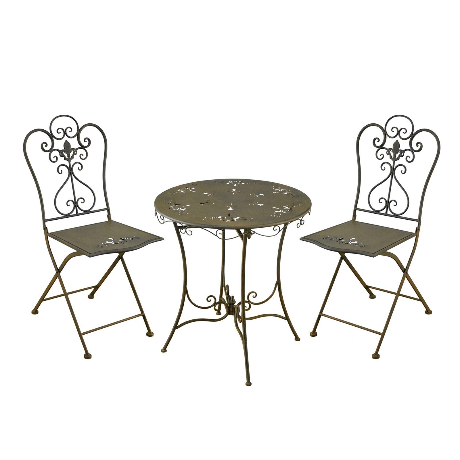 HTI-Living Küchentisch Essgruppe 3-teilig Lily Braun (Set, 3-St., 1x Tisch, 2x Stühle), Sitzgruppe Metall