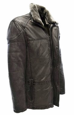 Zimmert Leather Lederjacke Sid Kragen abnehmbar, Grau, Long Lederjacke, Bubbleleder