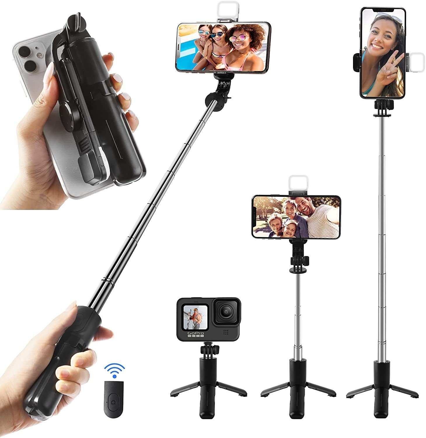 Haiaveng Selfie-Stick Selfie-Stick, drahtloser Bluetooth-Selfie-Stick  Machen Sie Fotos