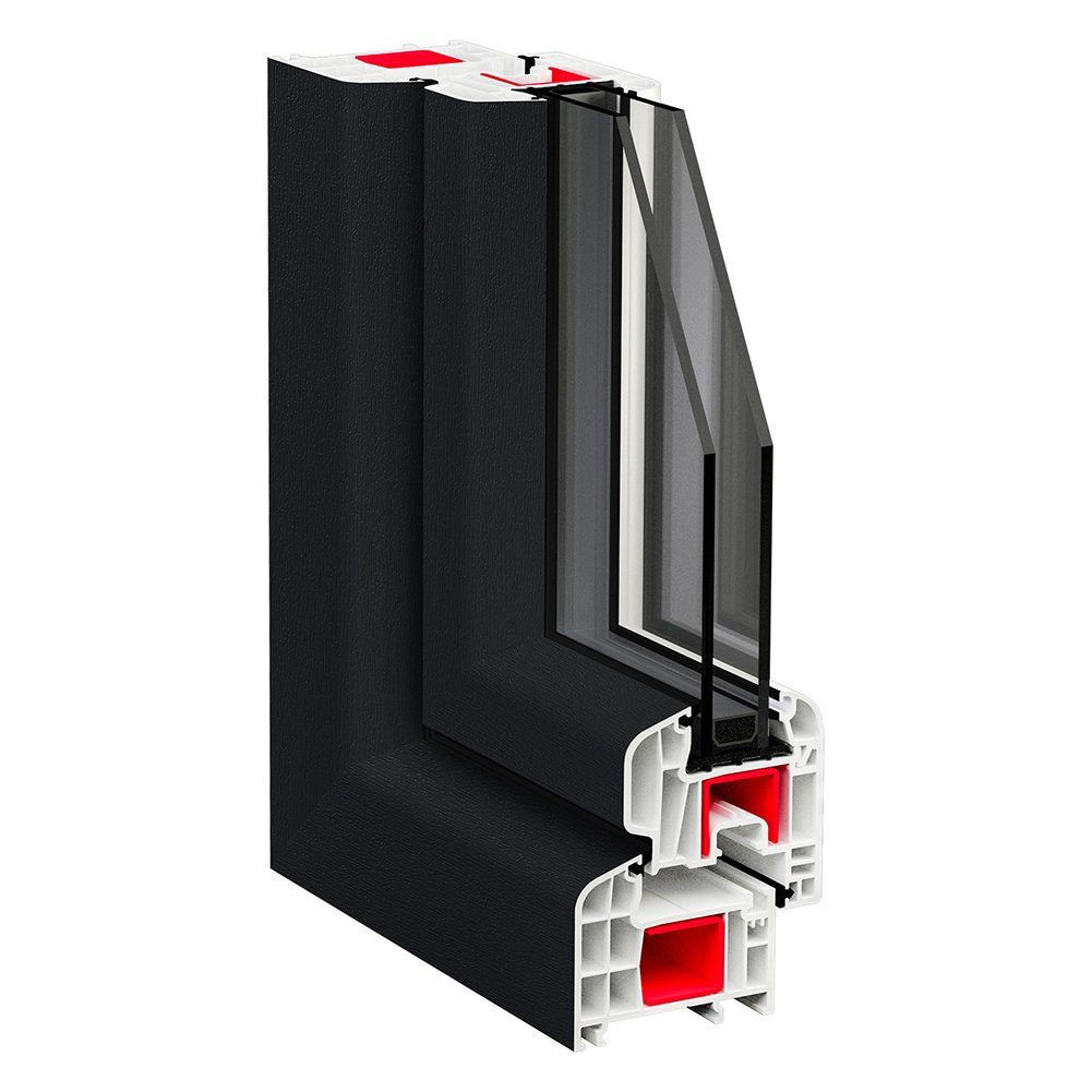 SN DECO Kellerfenster mm außen 5-Kammer-Profil Profil, Hochwertiges 1 weiß, 600x600, anthrazit/innen (Set), Sicherheitsbeschlag, Flügel, RC2 70 GROUP