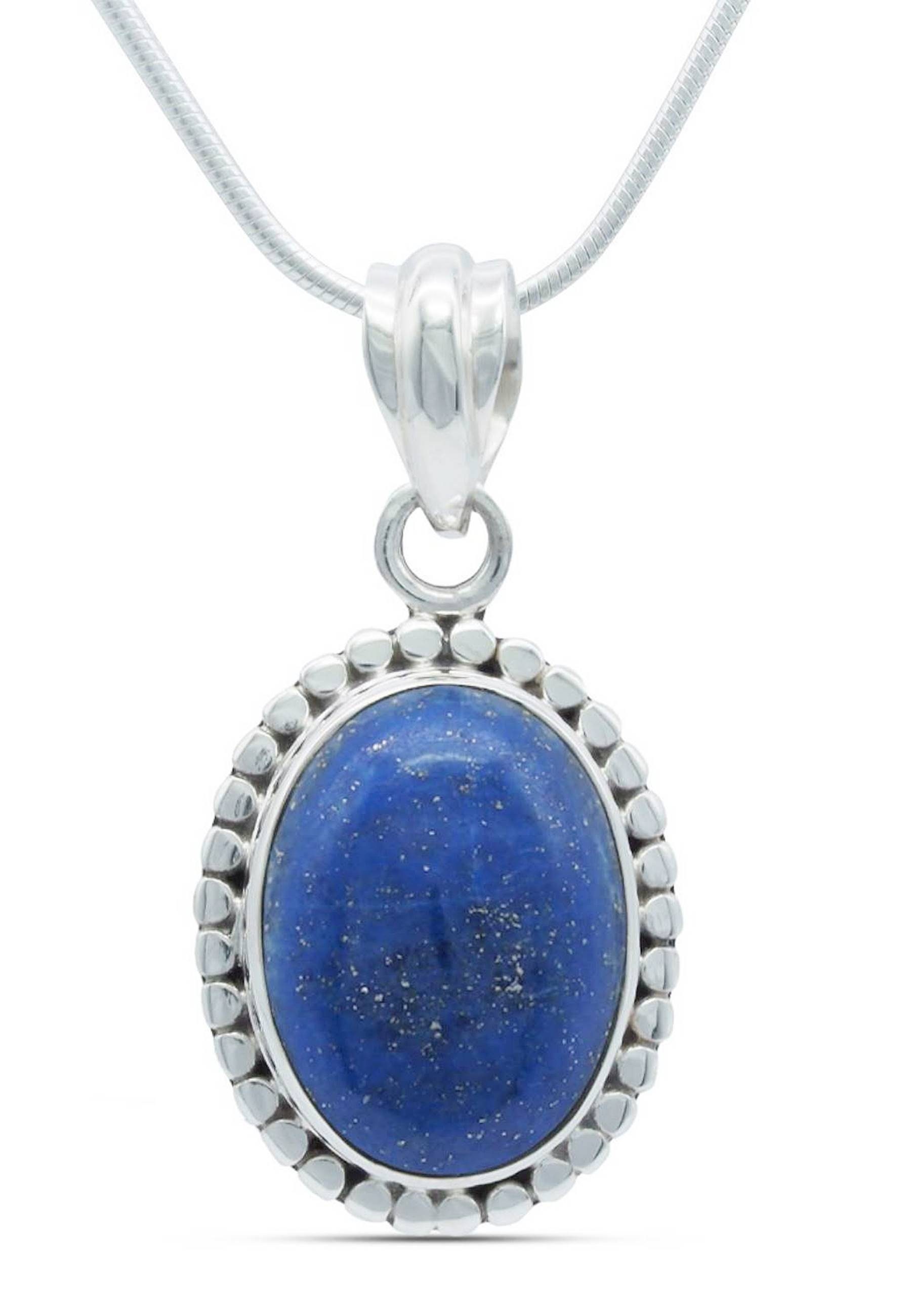 mantraroma Kette mit Anhänger 925er SilbermitLapis Lazuli