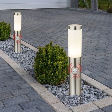 etc-shop LED Außen-Stehlampe, Leuchtmittel inklusive, Warmweiß, 2x LED Außen Bereich Steh Lampen Garten Strahler Bewegunsgmelder-