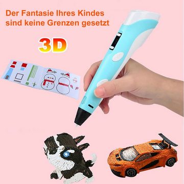 TPFNet 3D-Drucker-Stift 3D Stift für Kinder & Erwachsene mit Stromkabel, PLA Filamentstift mit LCD-Bildschirm - 3D Drucker Stift Farbe: Blau