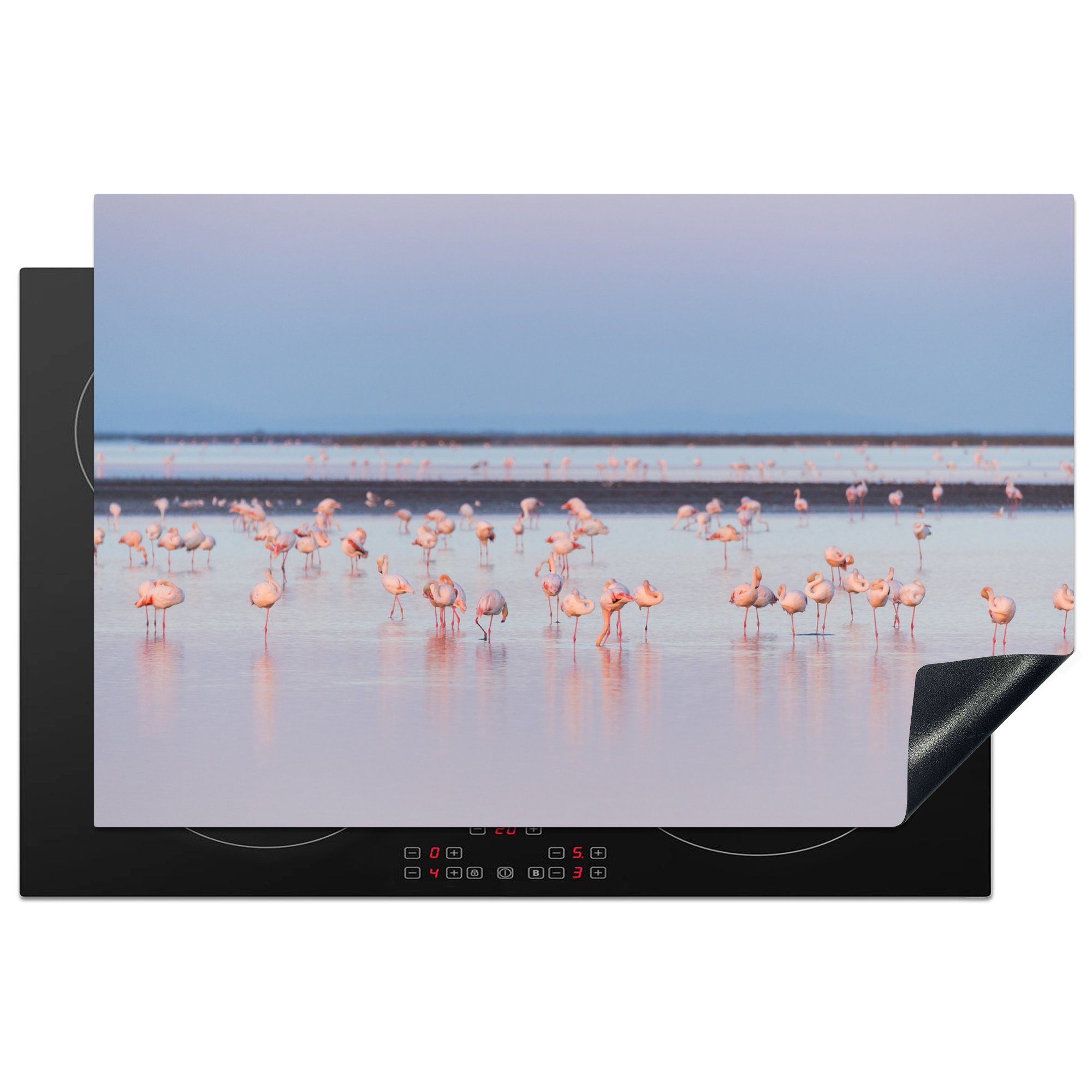 MuchoWow Herdblende-/Abdeckplatte Riesige im für Vinyl, cm, Naturpark (1 Frankreich, die regionalen 81x52 Induktionskochfeld Camargue, tlg), Ceranfeldabdeckung Flamingos küche, Schutz