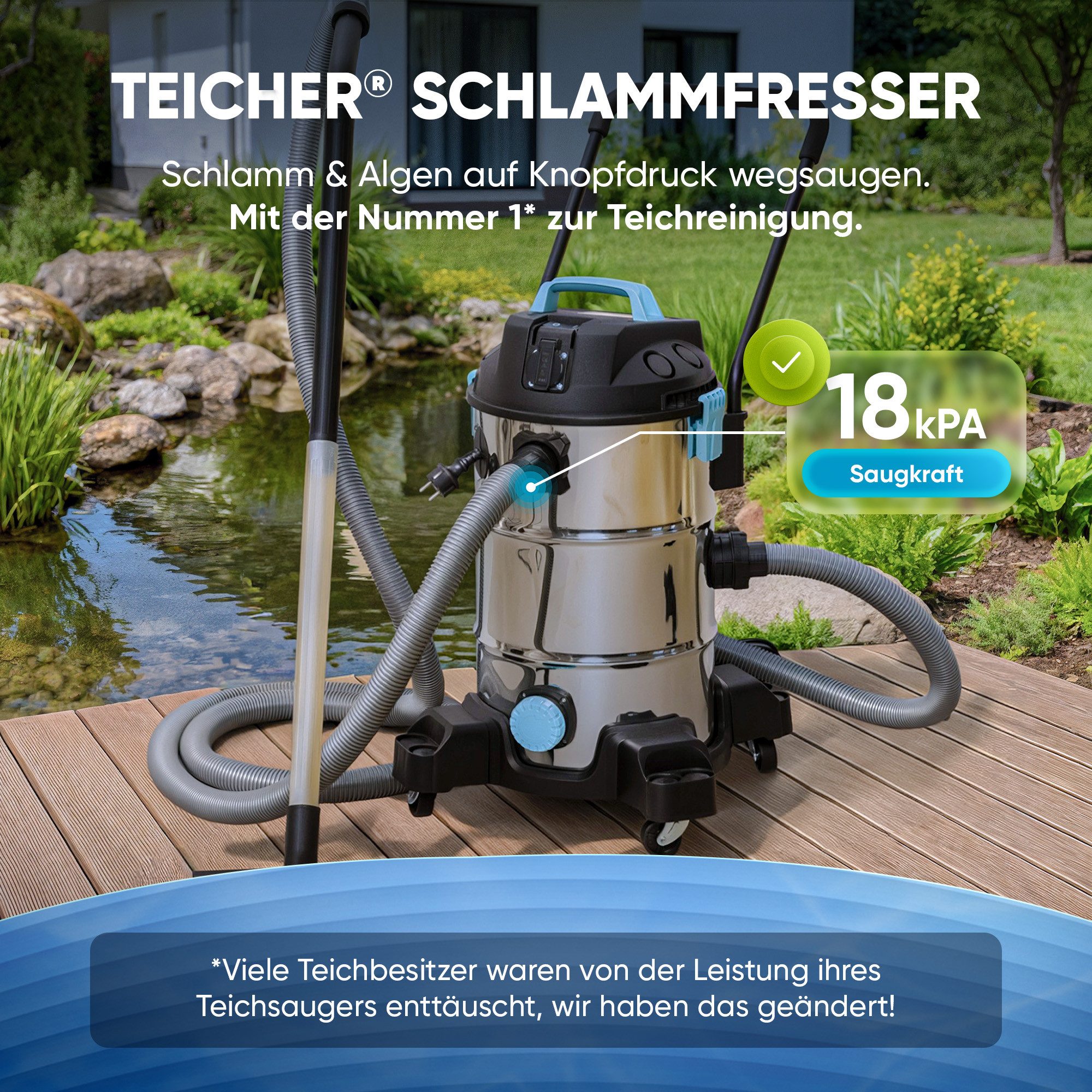 Teicher Teichschlammsauger Wassersauger & Pumpe 35L, günstig online kaufen