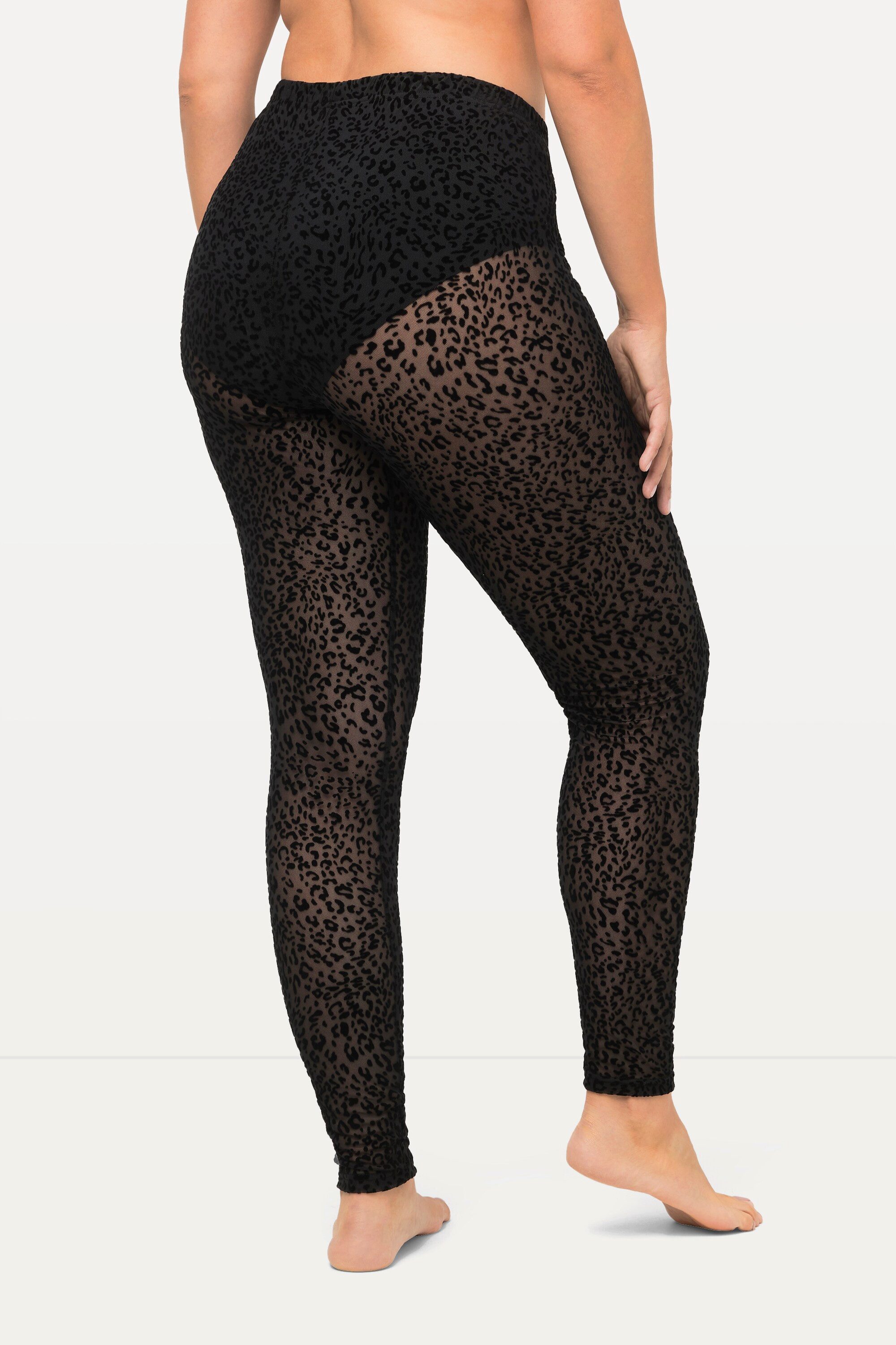 Ulla Popken Feinstrumpfhose Strumpf-Leggings Mesh Leomuster