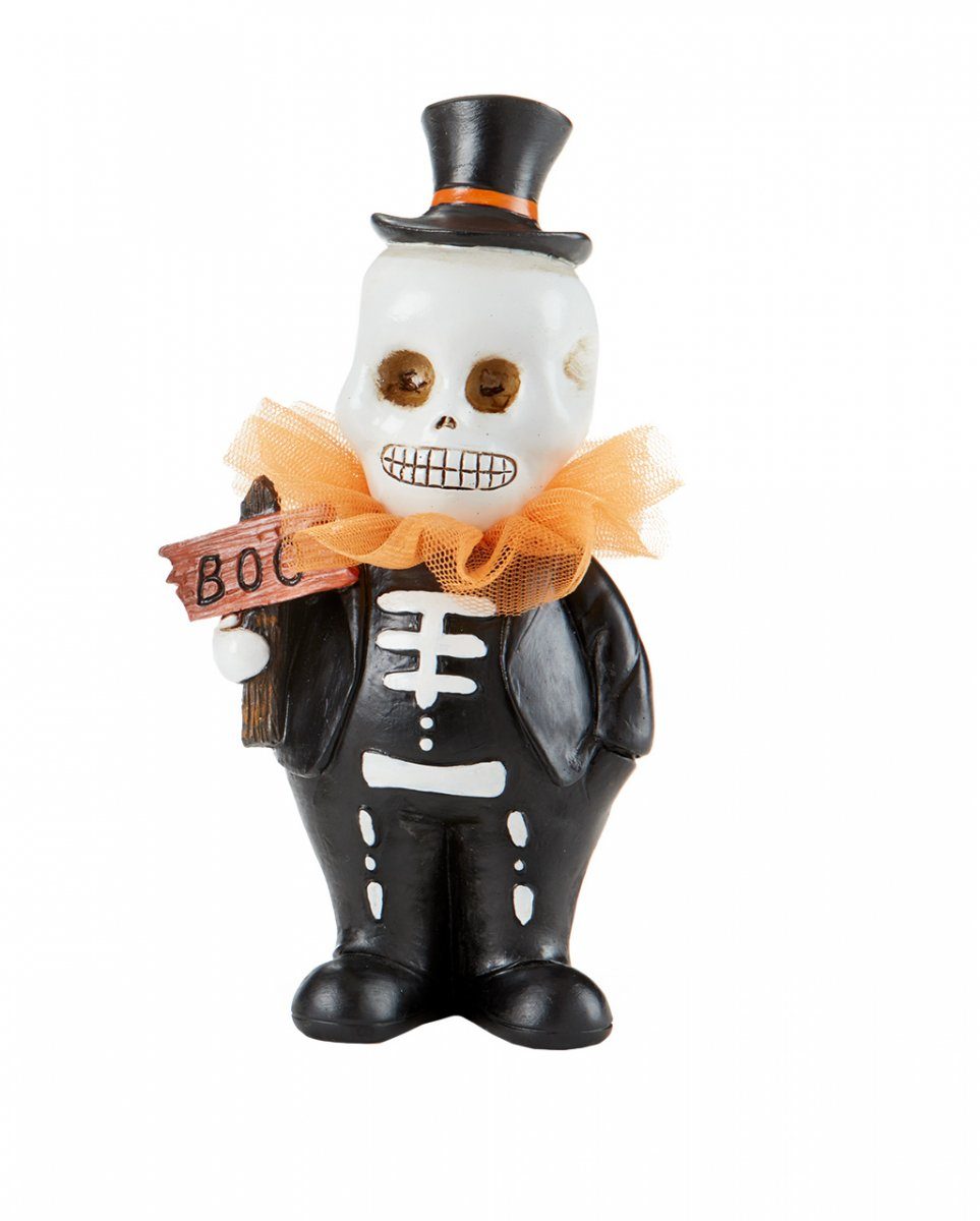Figur Zylinder Horror-Shop Dekofigur Skelett und Gentleman mit 19 Schild