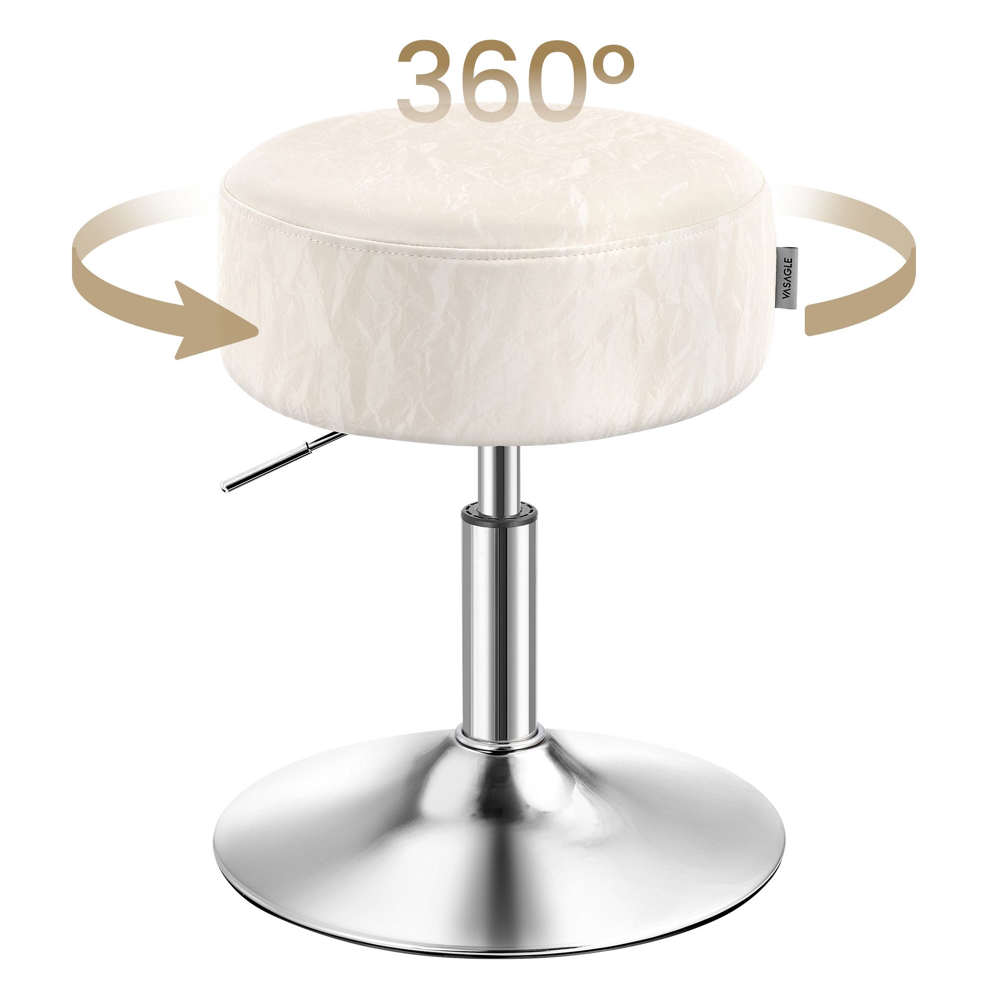 VASAGLE Barhocker Schminkhocker, Drehhocker, für Schlafzimmer (1 St), Schminkstuhl, Sitzhocker 360° drehbar, PU, dicke Polsterung