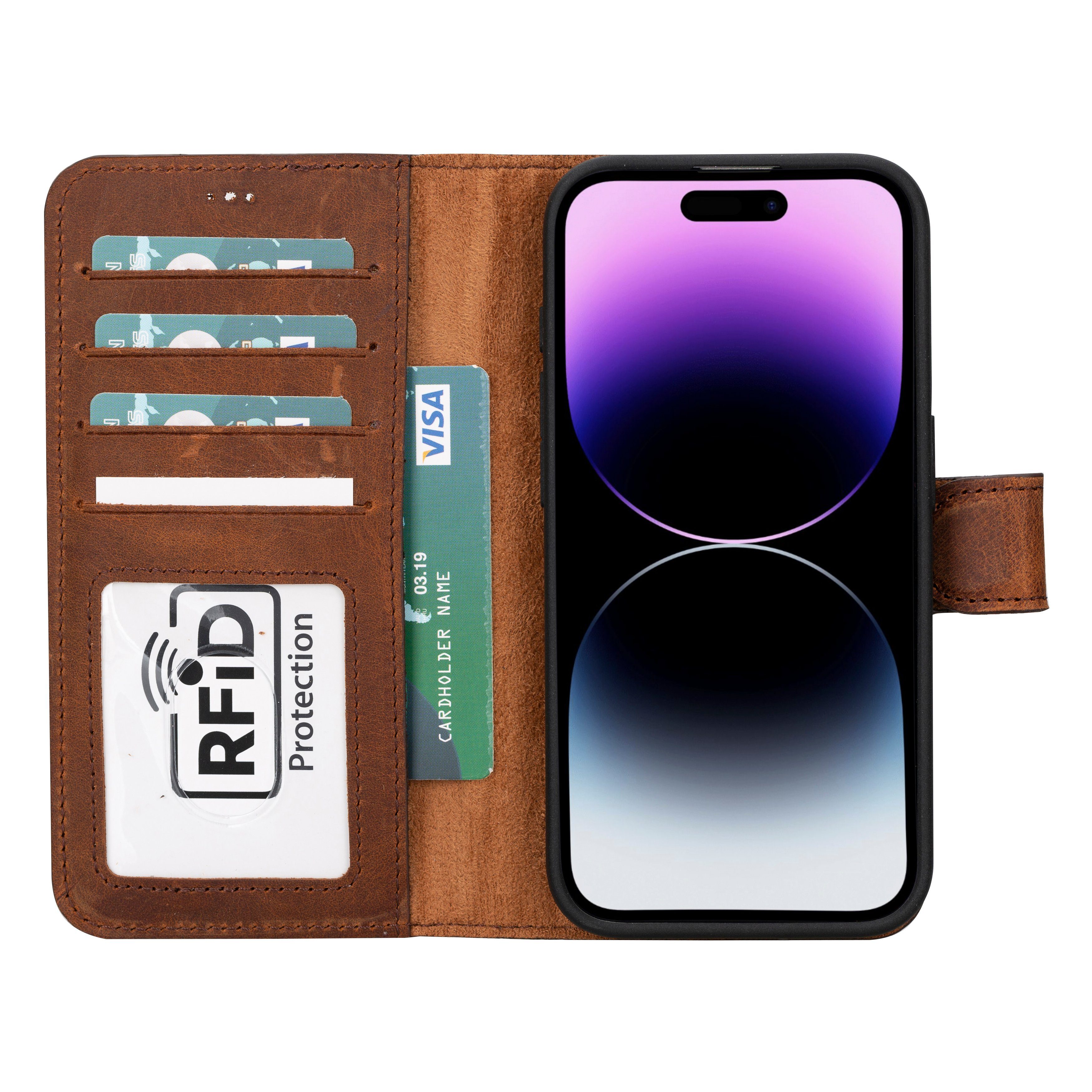 Renna Leather Handyhülle iPhone 15 Alle Modelle Echtes Leder abnehmbare Handyhülle – Bild 2 von 5
