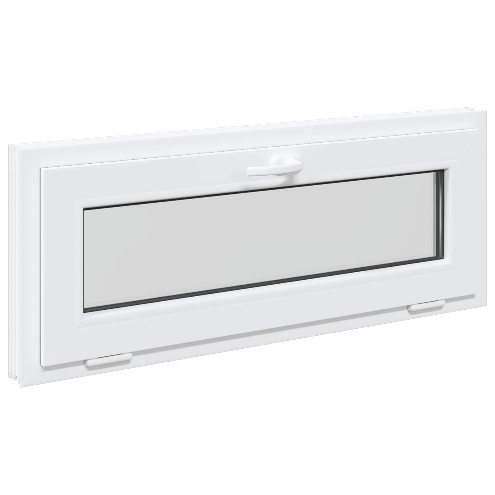 vidaXL Fenster Kellerfenster RISOR 100 x 40 cm PVC und Glas Weiß, (1 St)