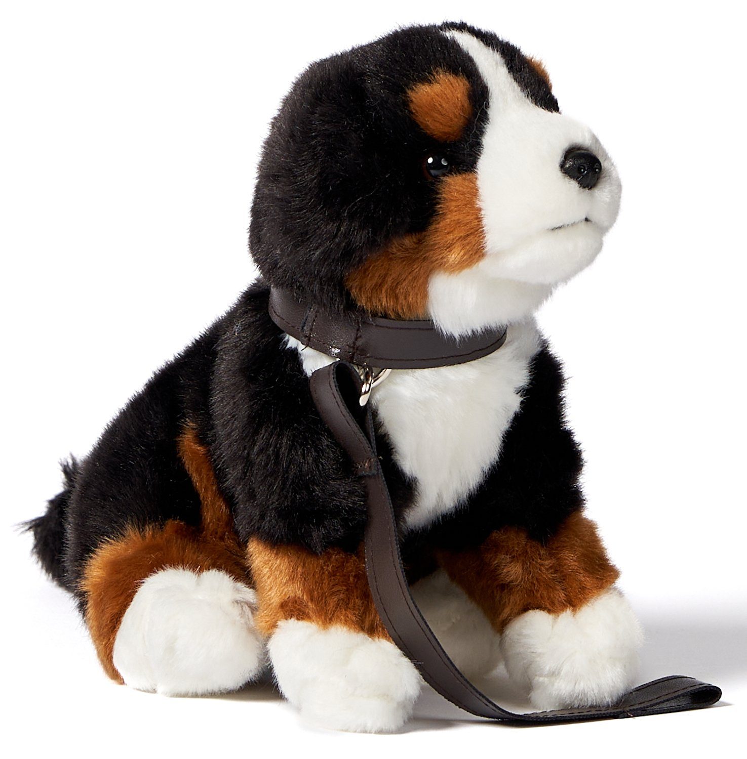 Uni-Toys Kuscheltier Hund m.Leine + Stimme, 18/19 cm - versch. Modelle - Plüsch, Plüschtier, zu 100 % recyceltes Füllmaterial